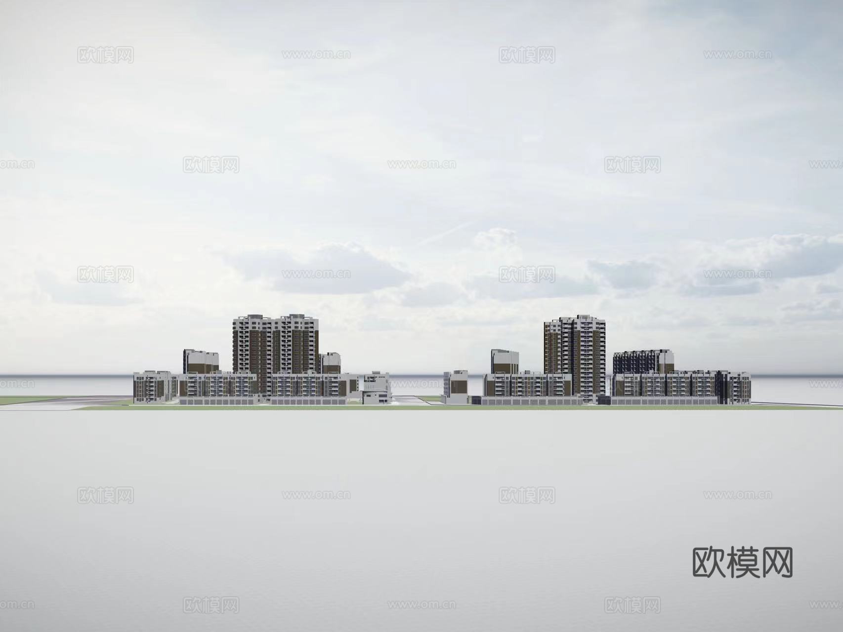 现代小区建筑外观su模型下载