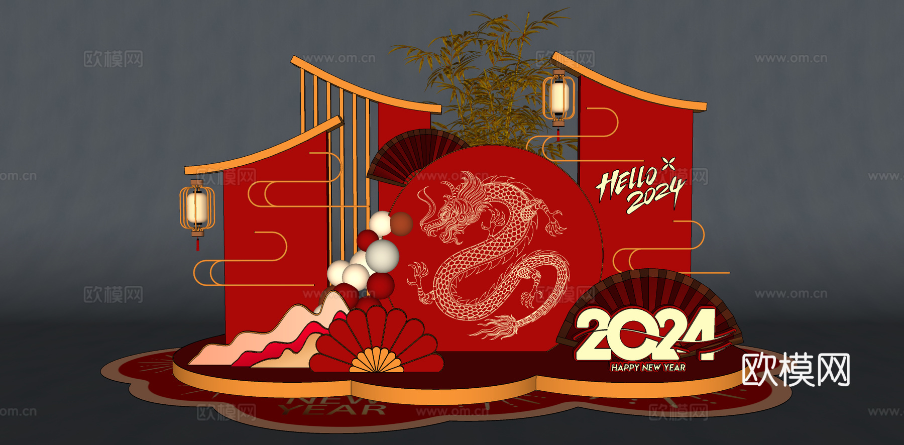 龙年新年美陈su模型下载