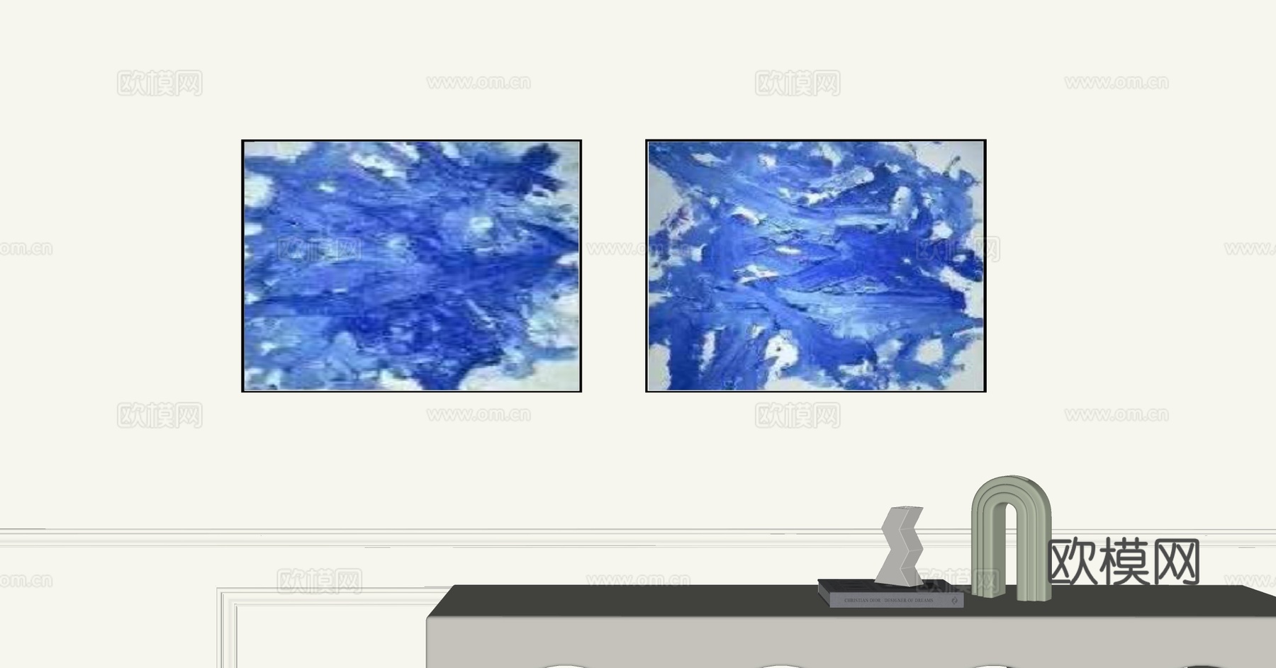 抽象装饰画 挂画 油画su模型下载