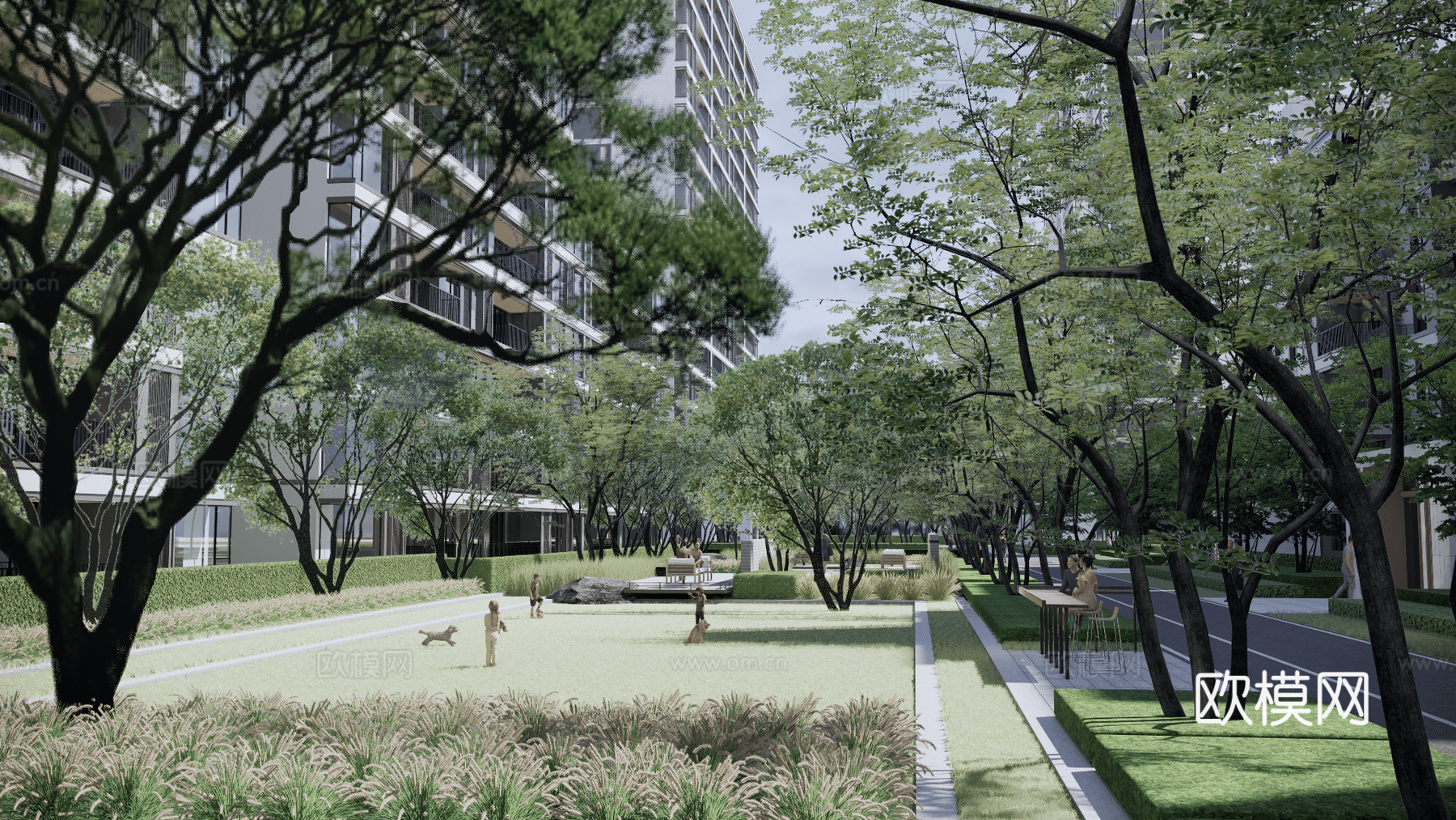 现代住宅小区外观su模型下载