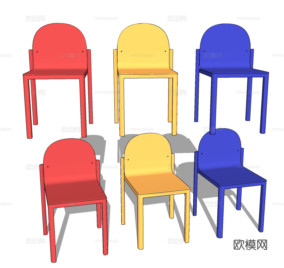 现代彩色儿童椅su模型下载