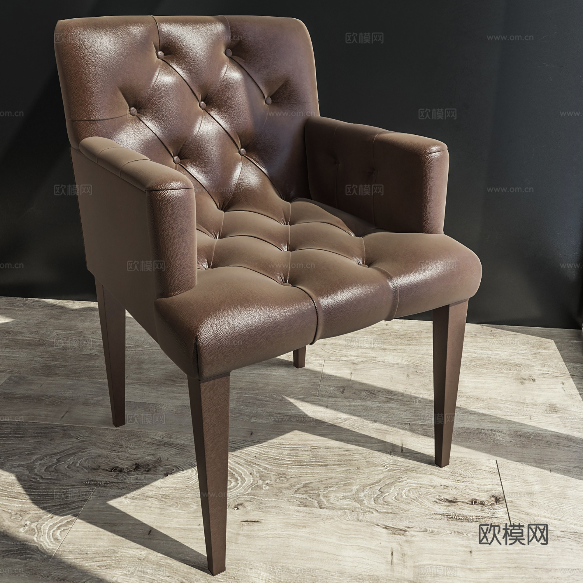 欧式休闲椅 皮椅 餐椅 单椅3d模型