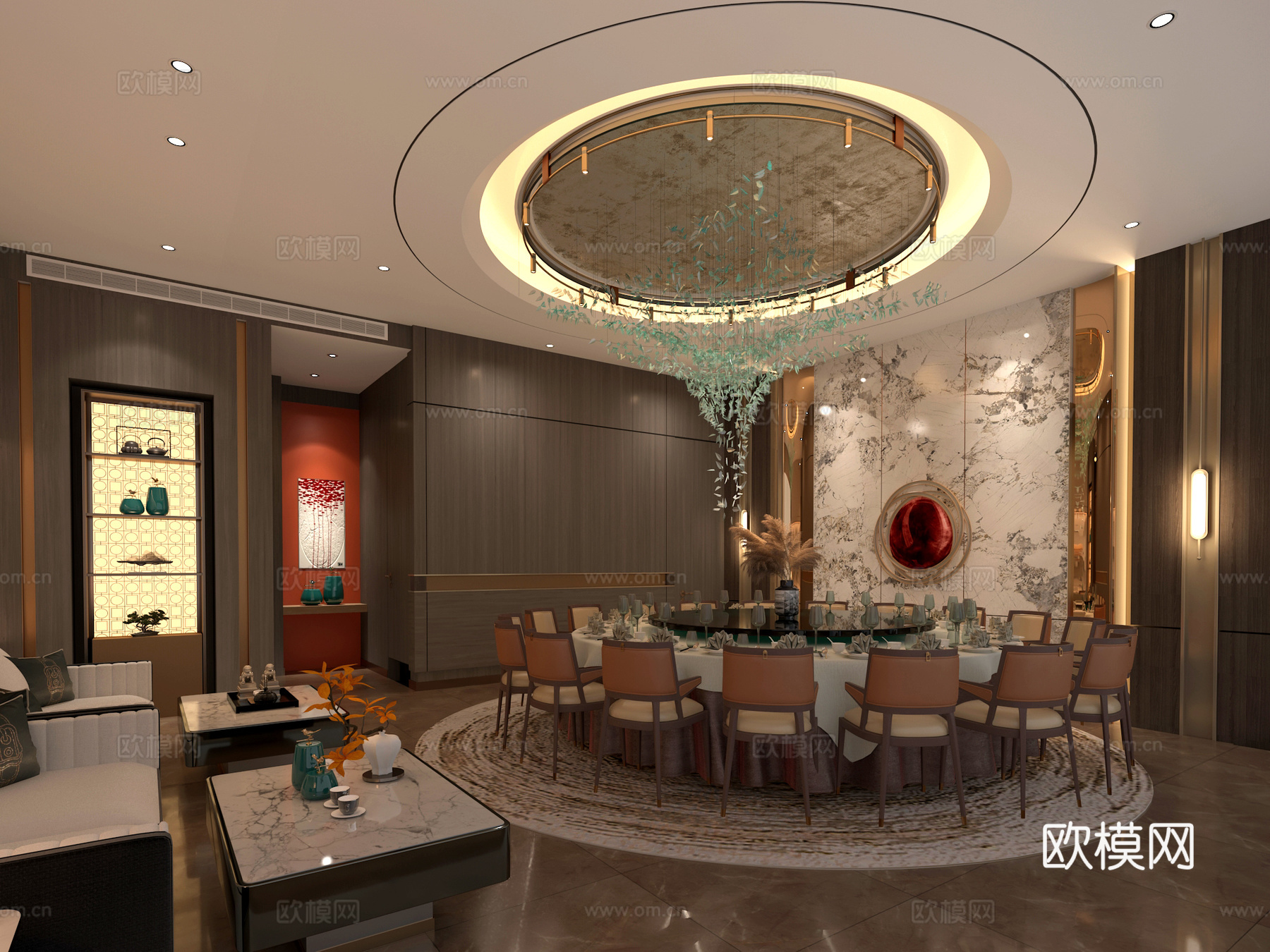 现代酒店包间 现代餐饮包间3d模型