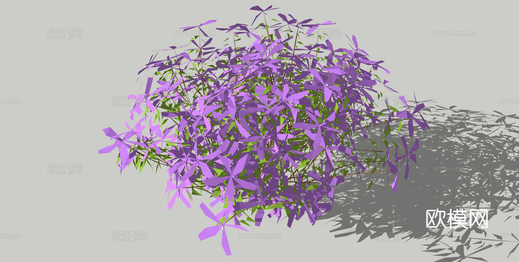 紫色花朵 花槽 花草 野花su模型下载