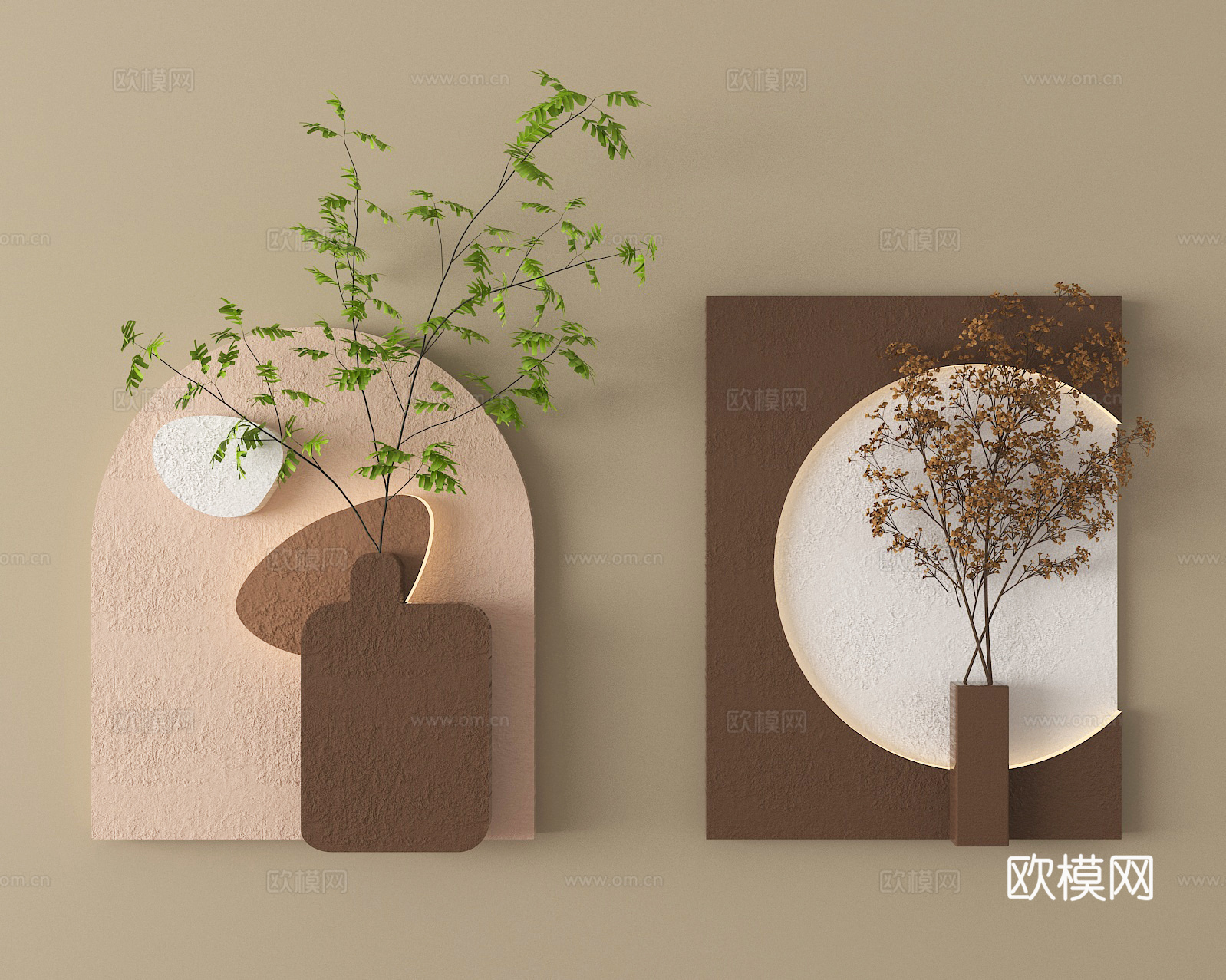 立体墙饰 绿植挂饰su模型