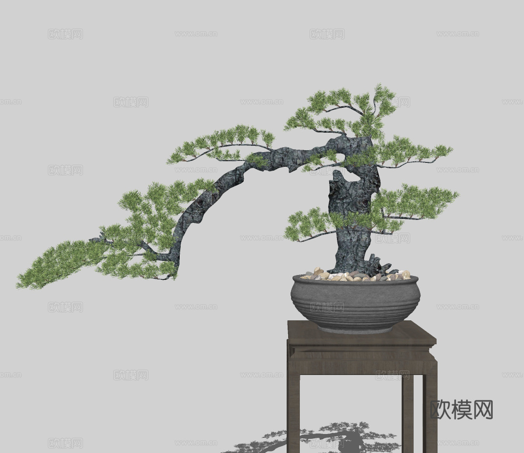 新中式盆景su模型