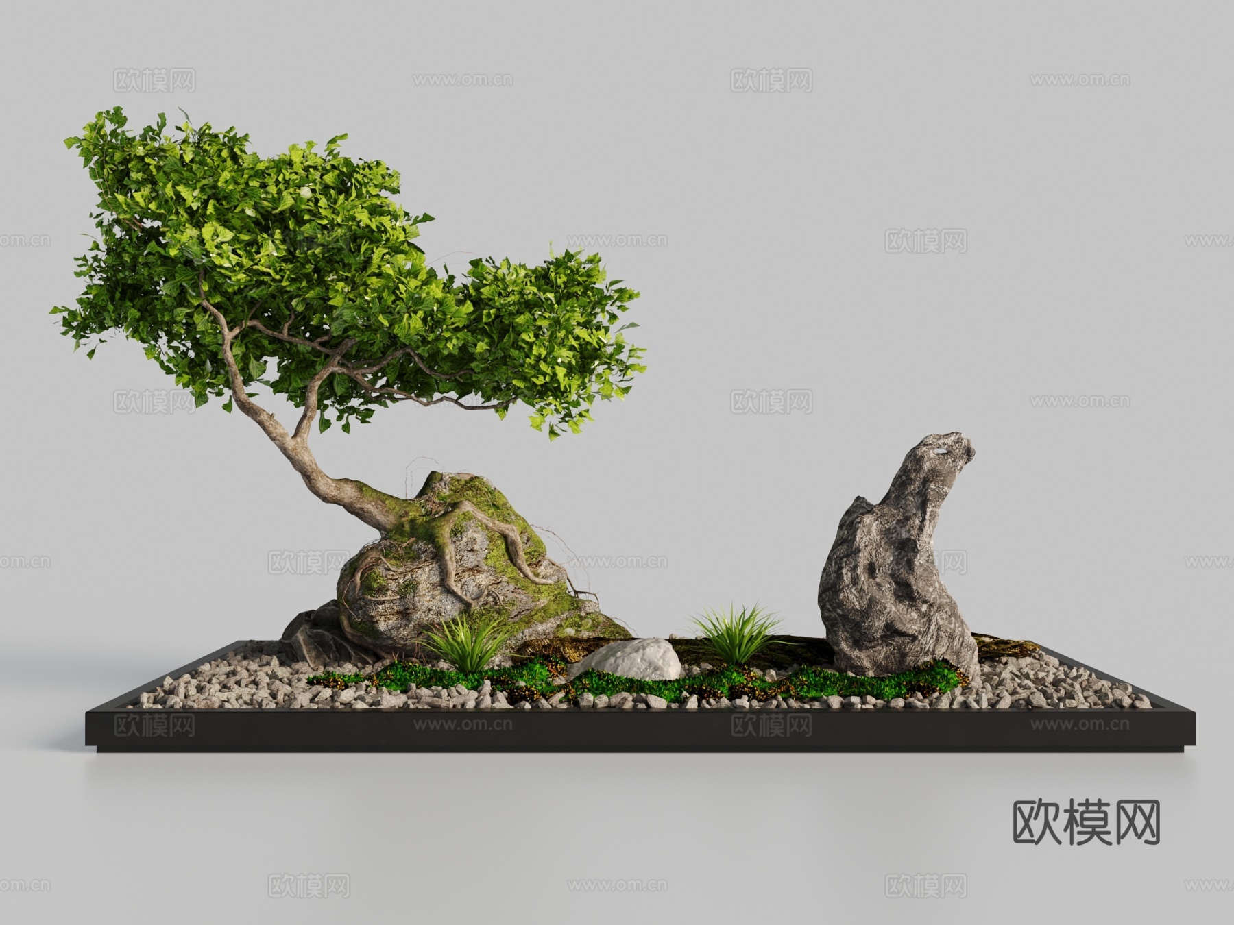 新中式造景 小品 石子 石头3d模型