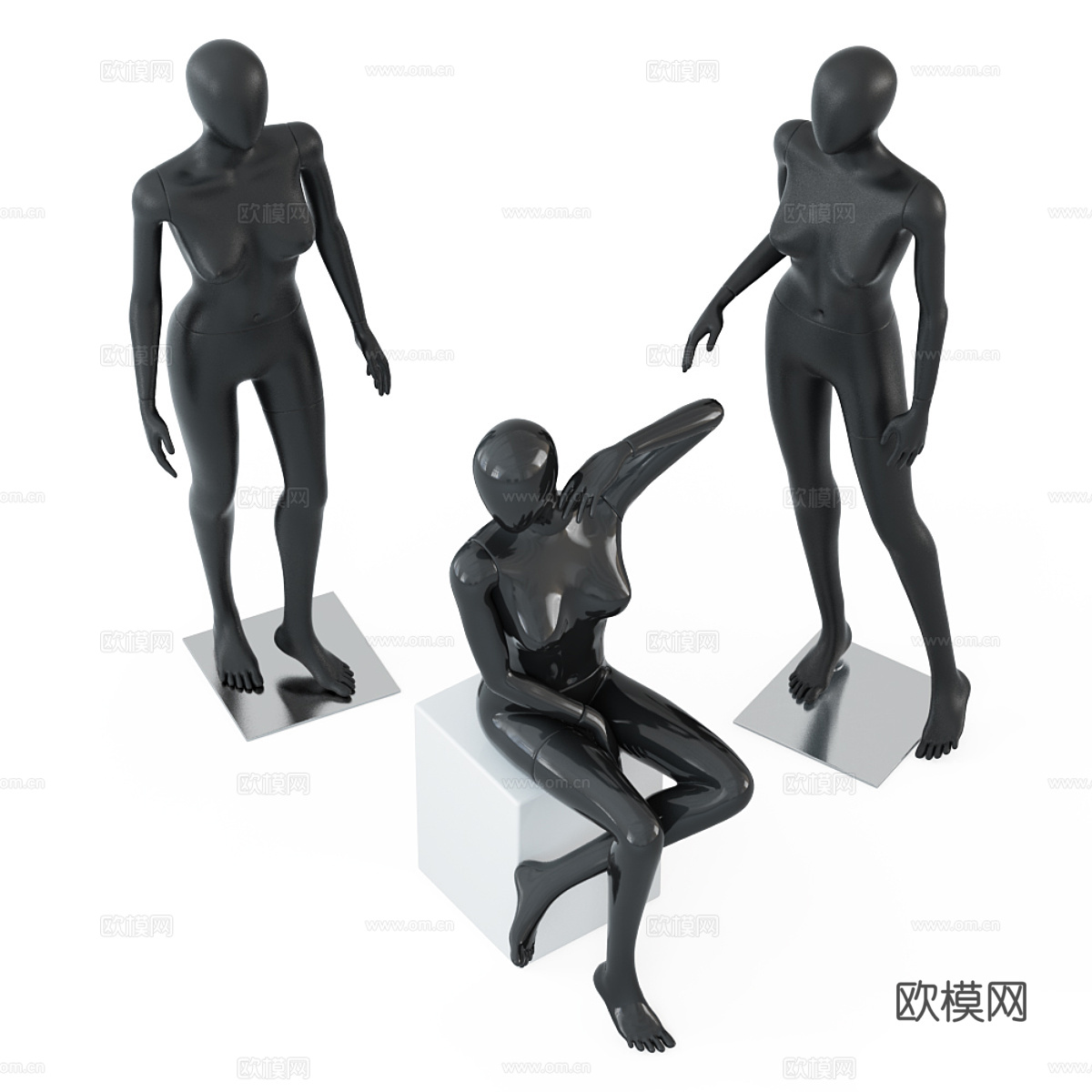 现代服装店人物模特3d模型
