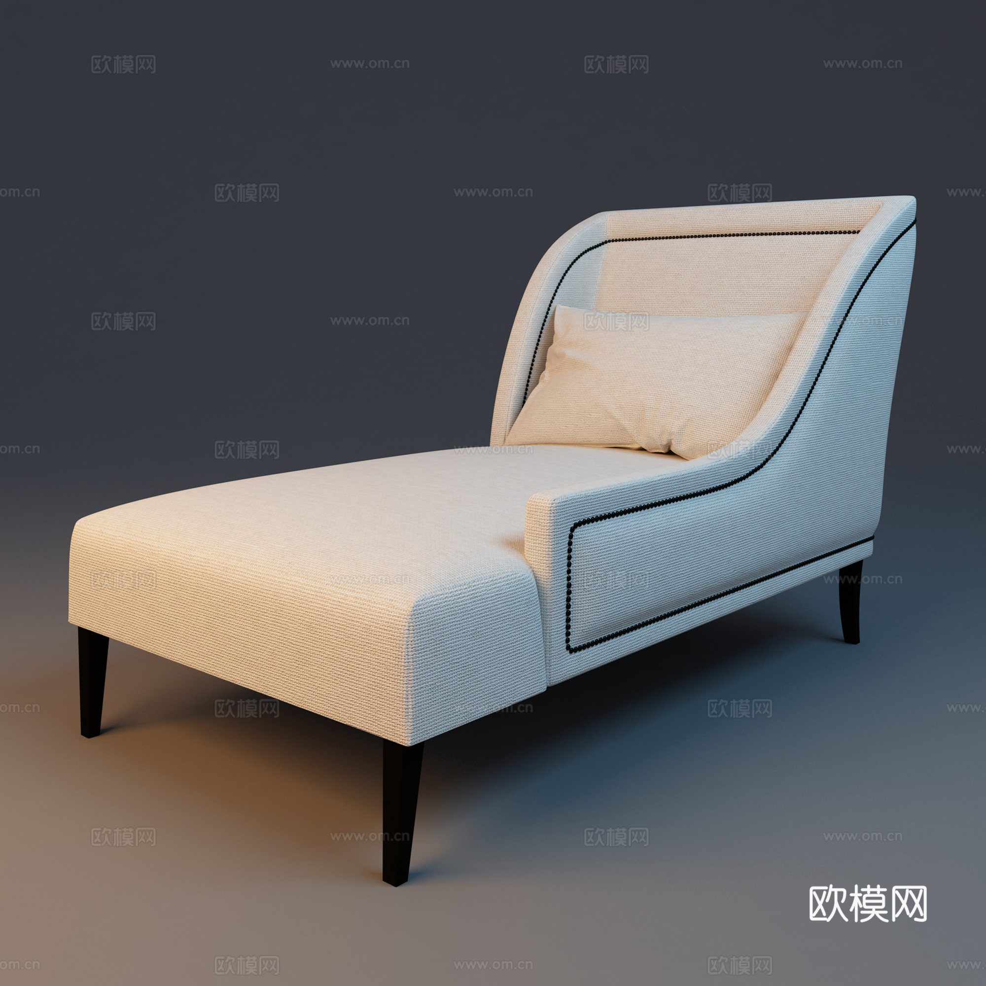 现代躺椅 室内躺椅 贵妃椅3d模型下载（渲染图2）