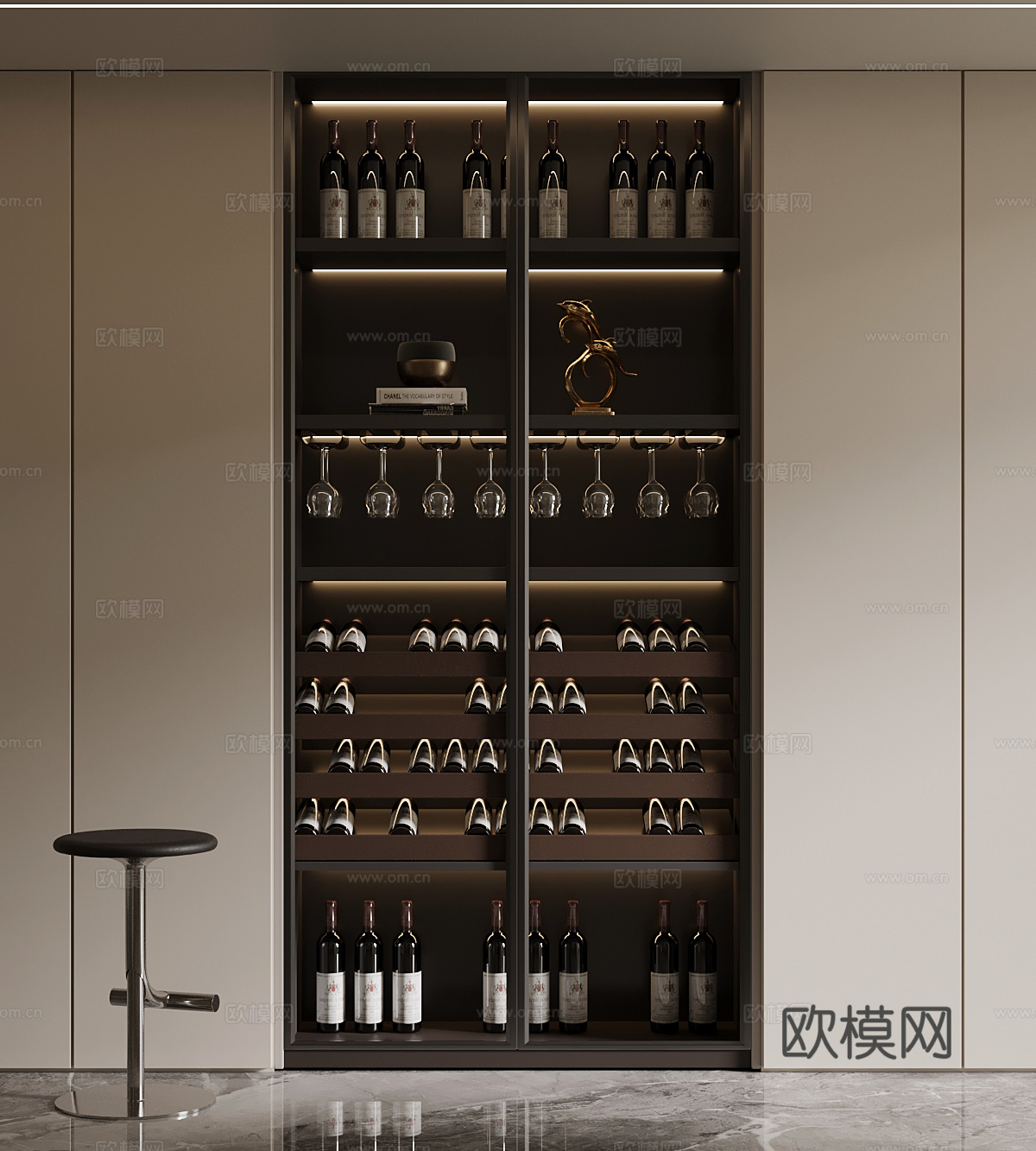 017酒柜 现代酒柜su模型