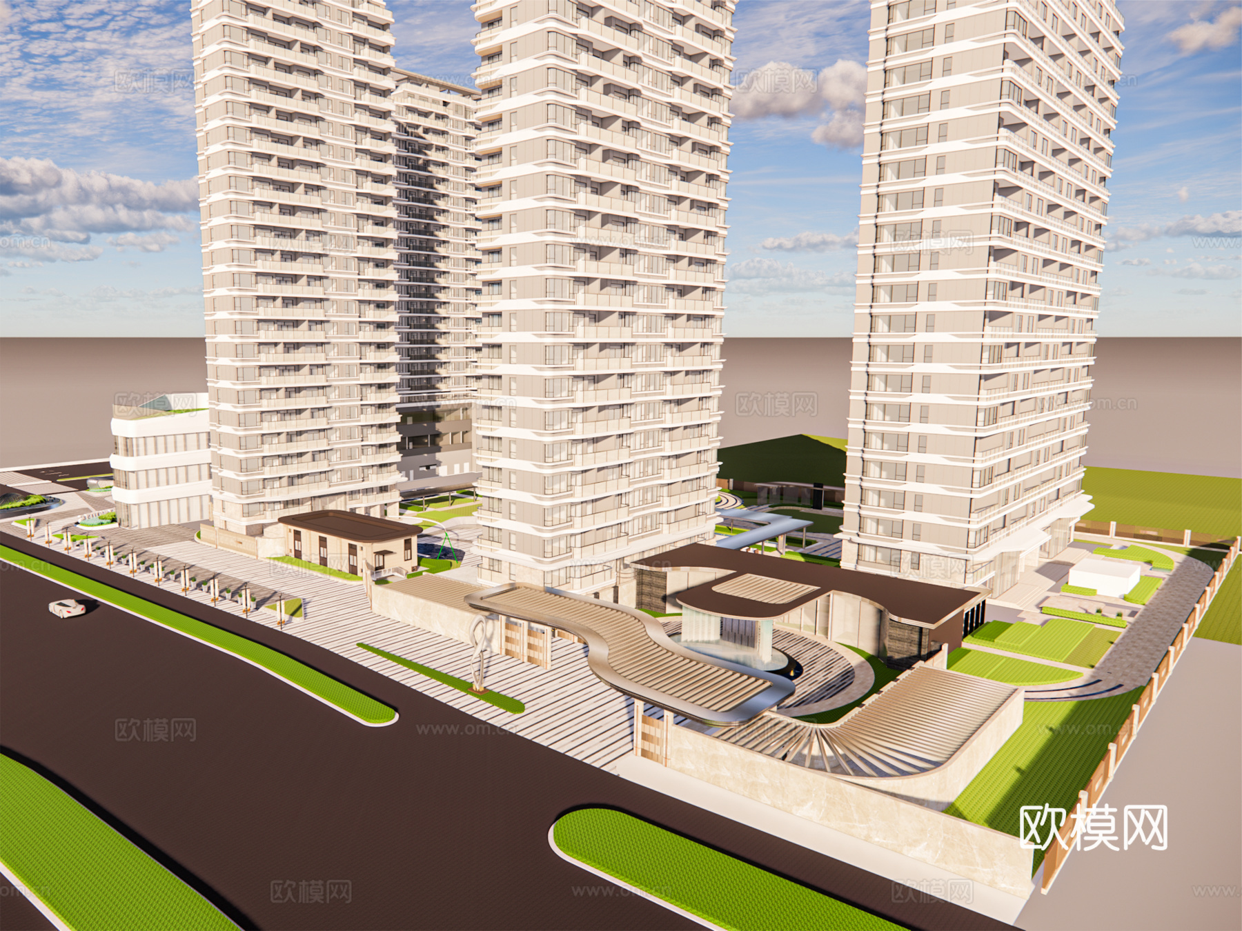 现代商业楼建筑外观su模型下载