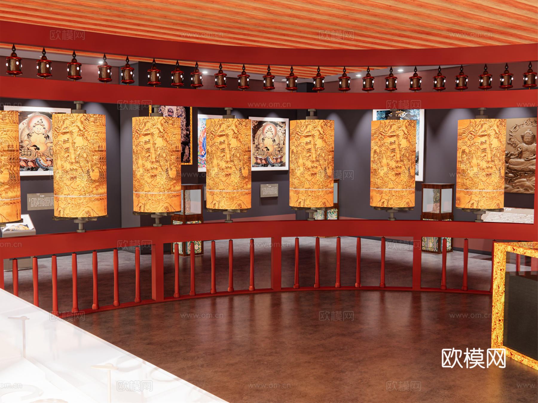 现代藏文化展览厅su模型下载