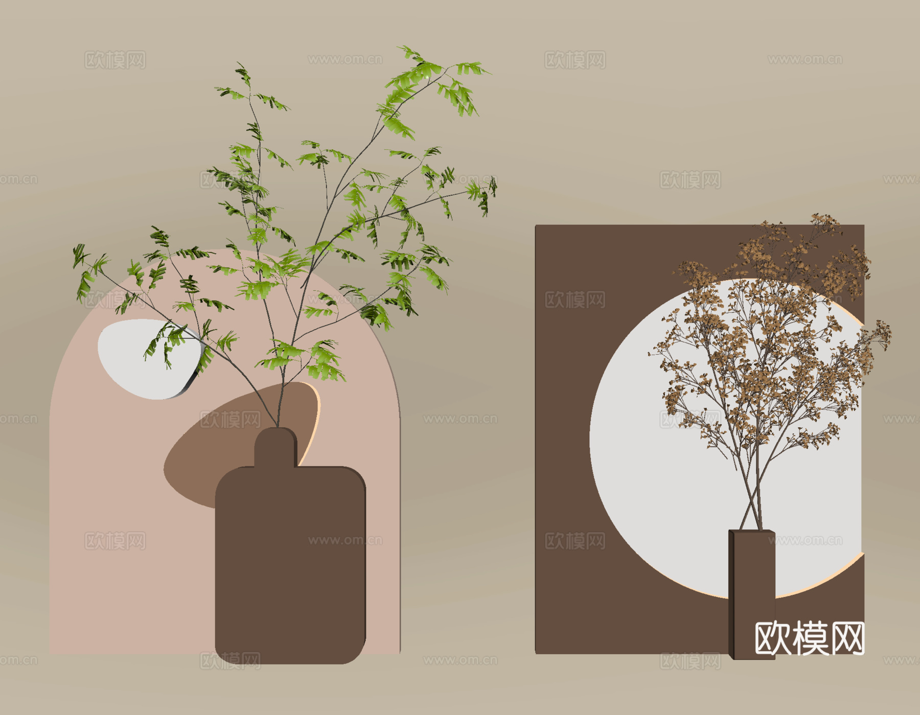 立体墙饰 绿植挂饰su模型