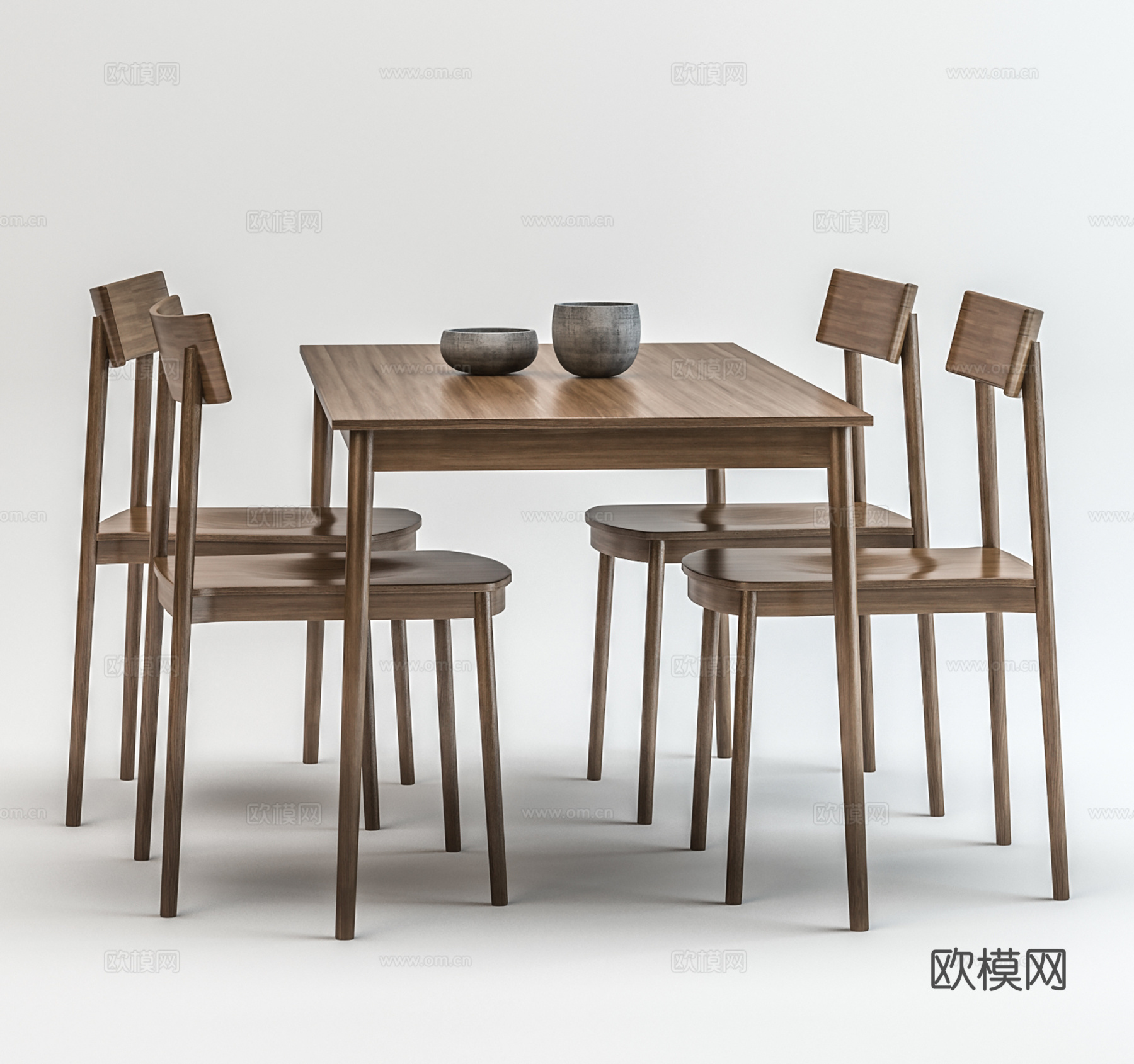 现代实木桌椅  餐桌椅组合  洽谈桌椅3d模型