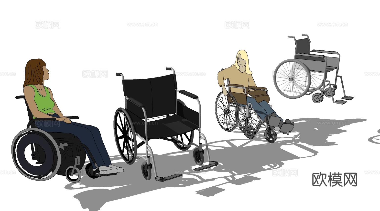 现代轮椅 医疗器材su模型下载