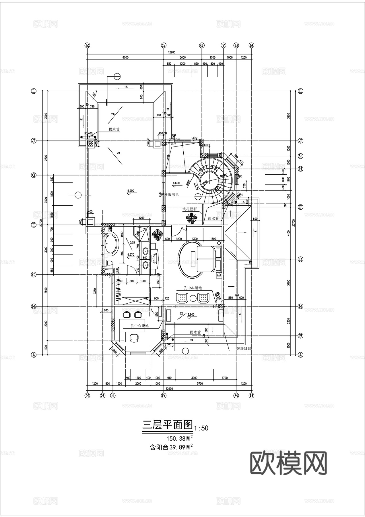 别墅自建房施工图cad施工图