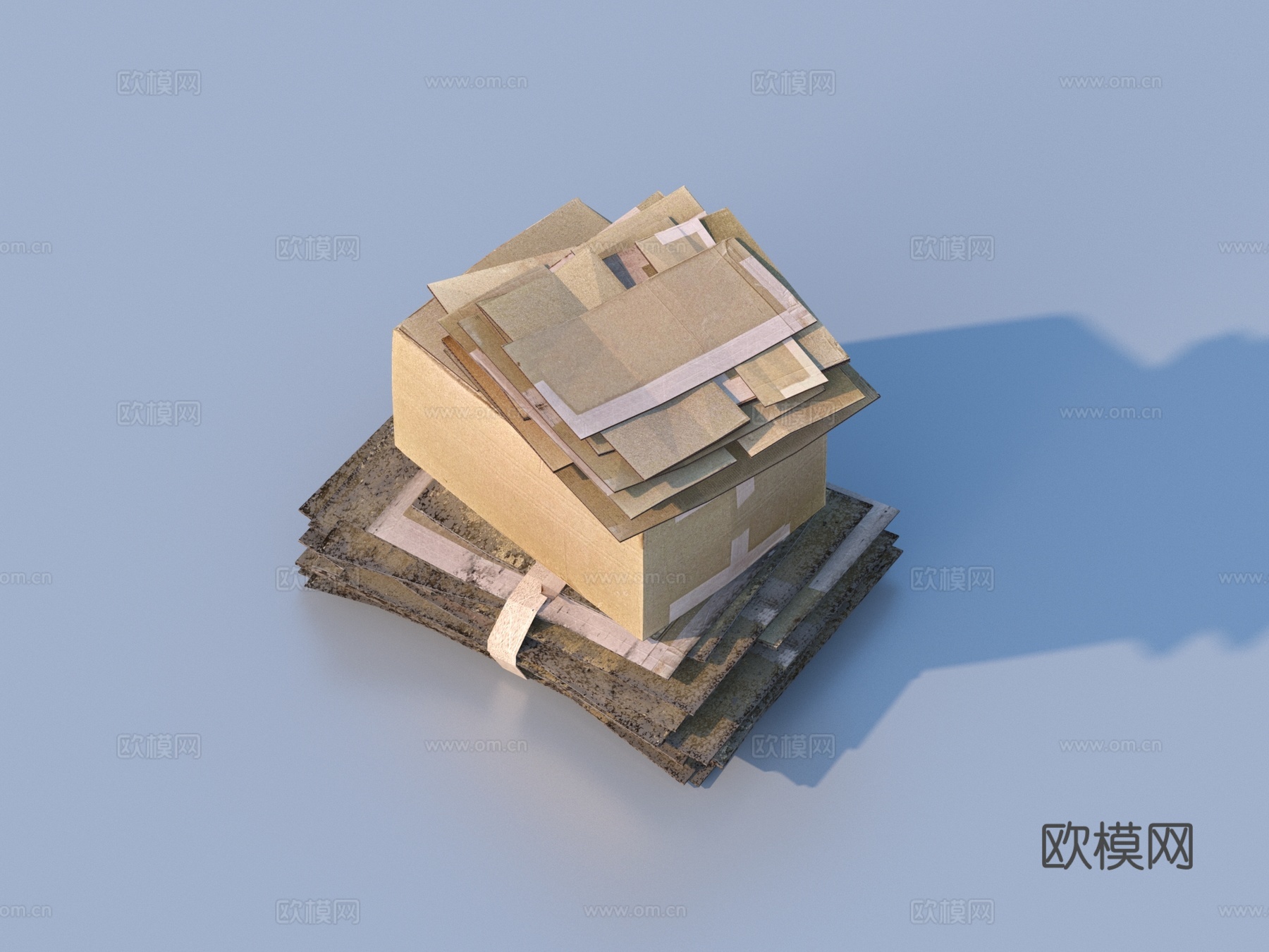 废品 纸壳箱 纸箱 纸板箱su模型