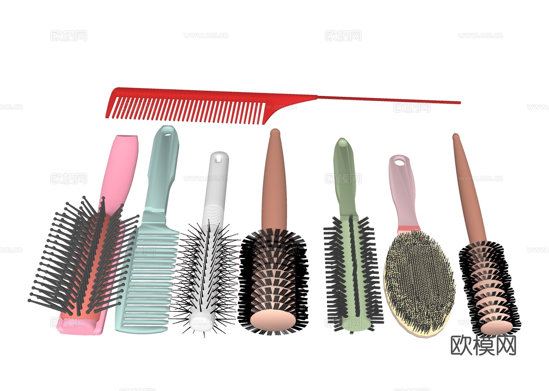卷发梳 梳子头梳su模型下载下载（渲染图1）
