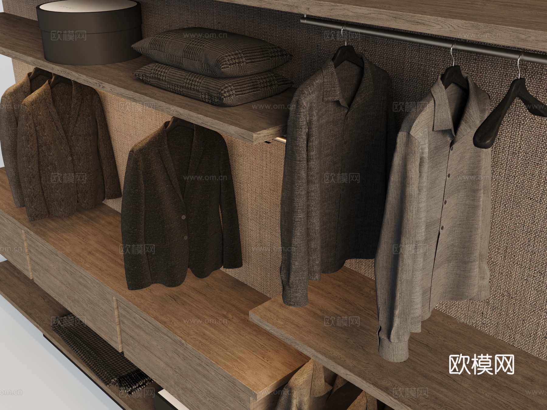 现代开放衣柜 衣服3d模型