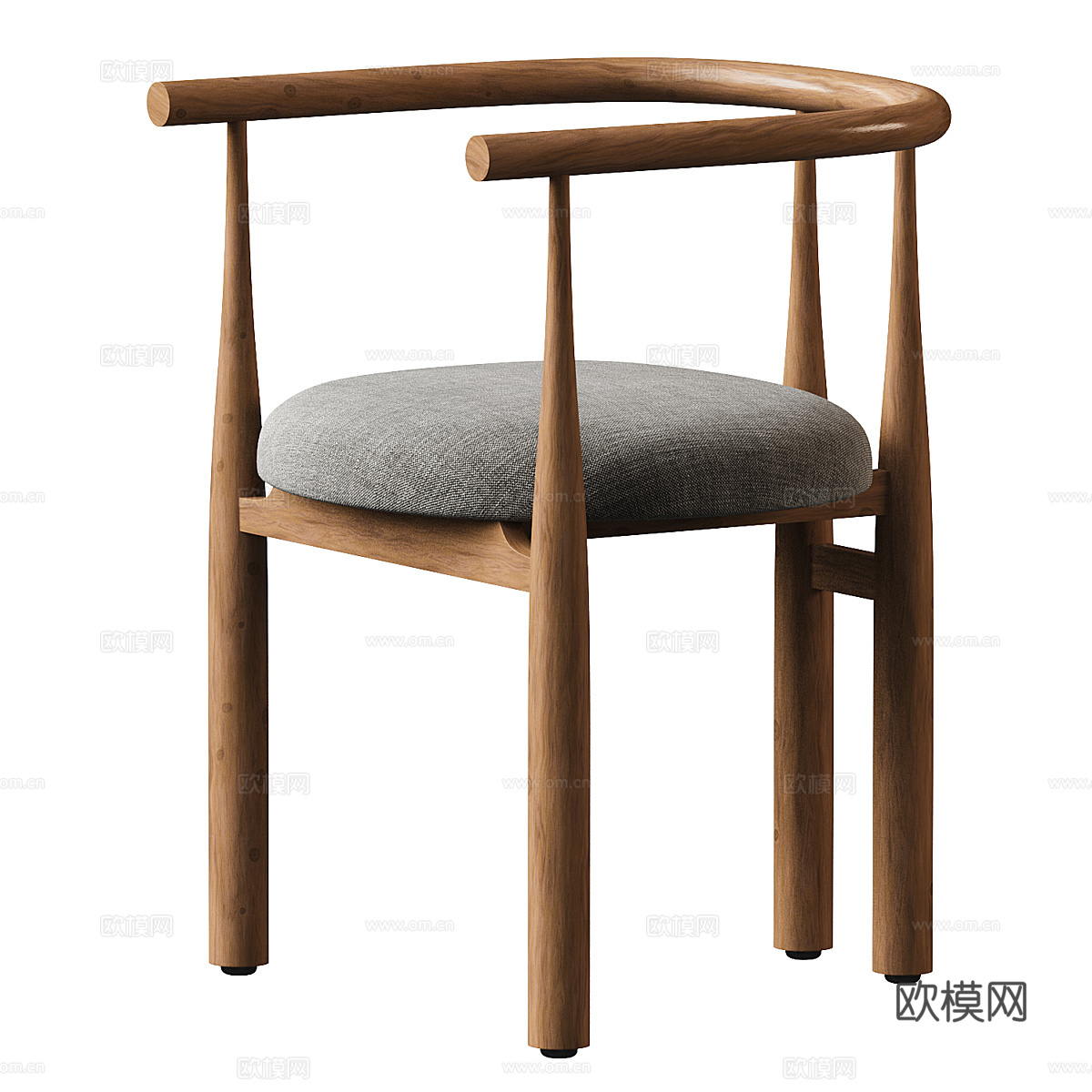 新中式木质单椅3d模型