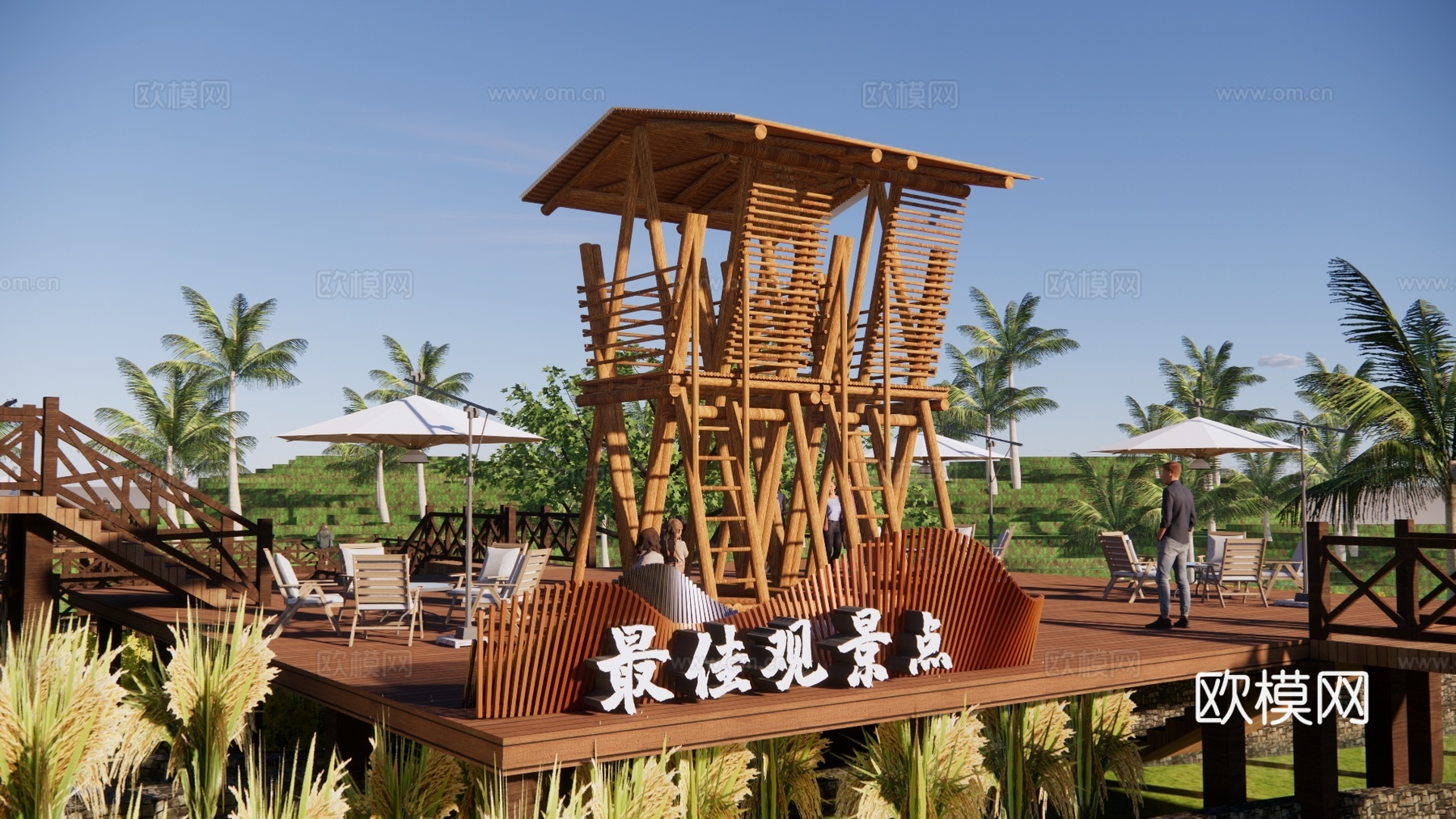 自然风观景塔眺望塔观景平台su模型下载