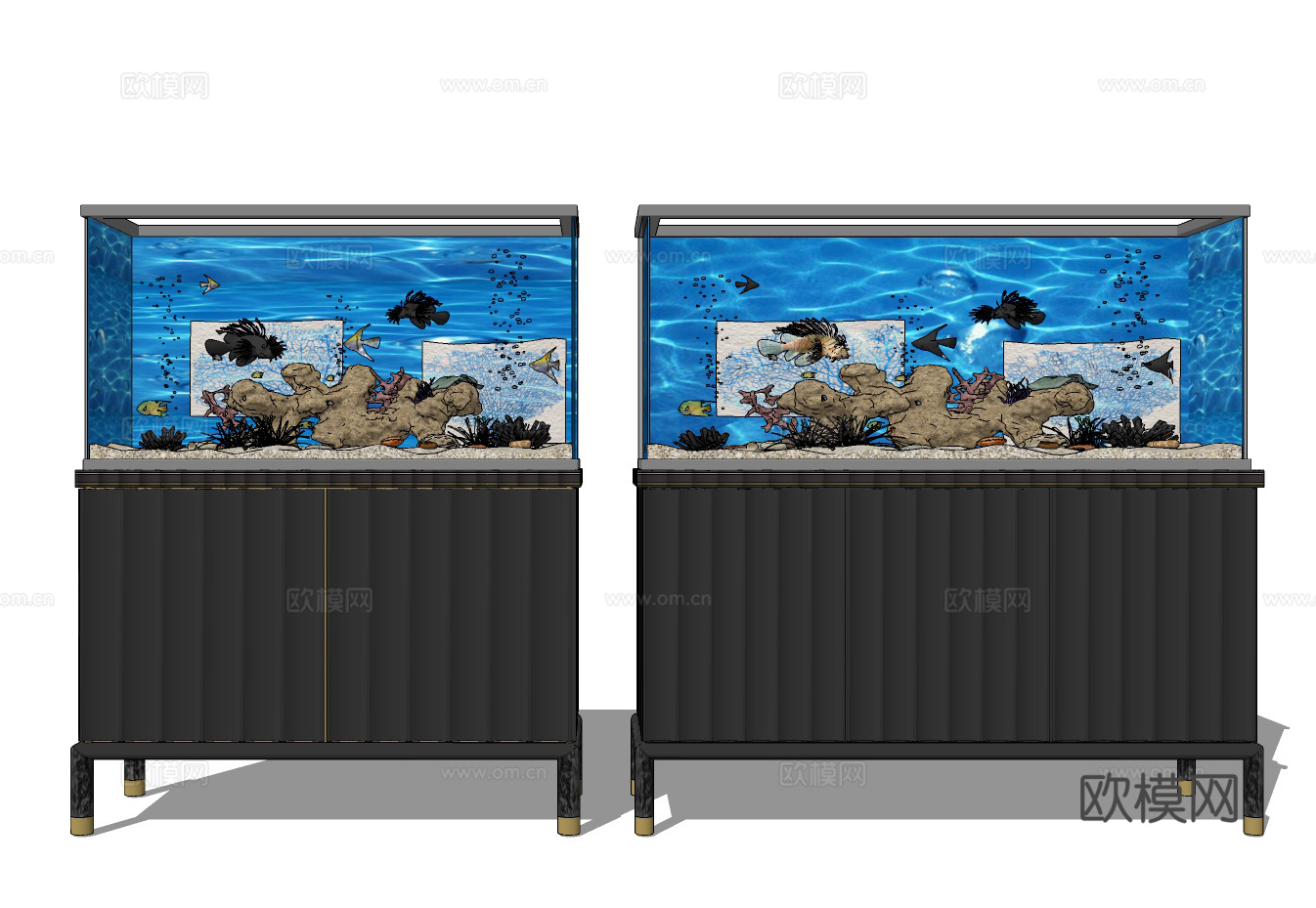 现代水族箱鱼缸su模型下载