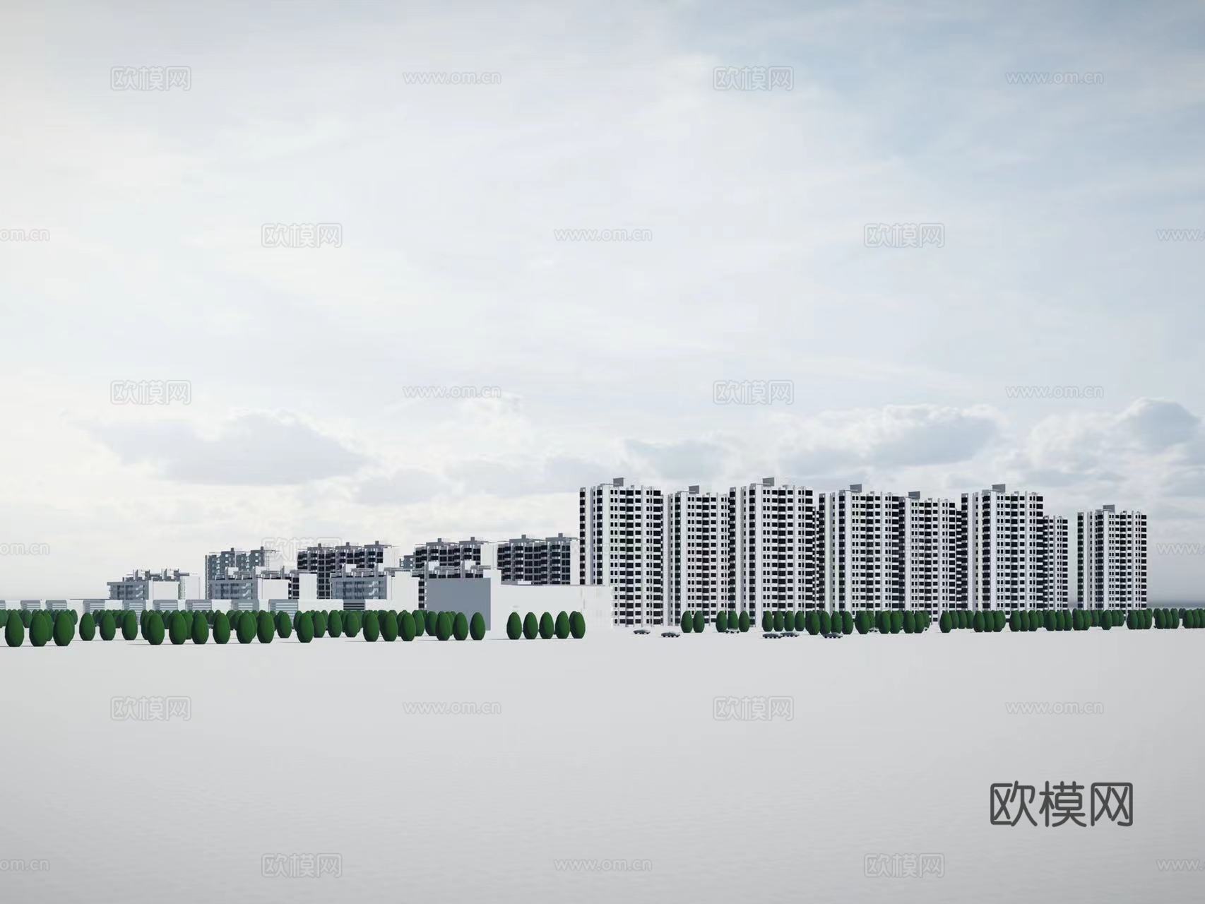现代小区建筑外观su模型下载