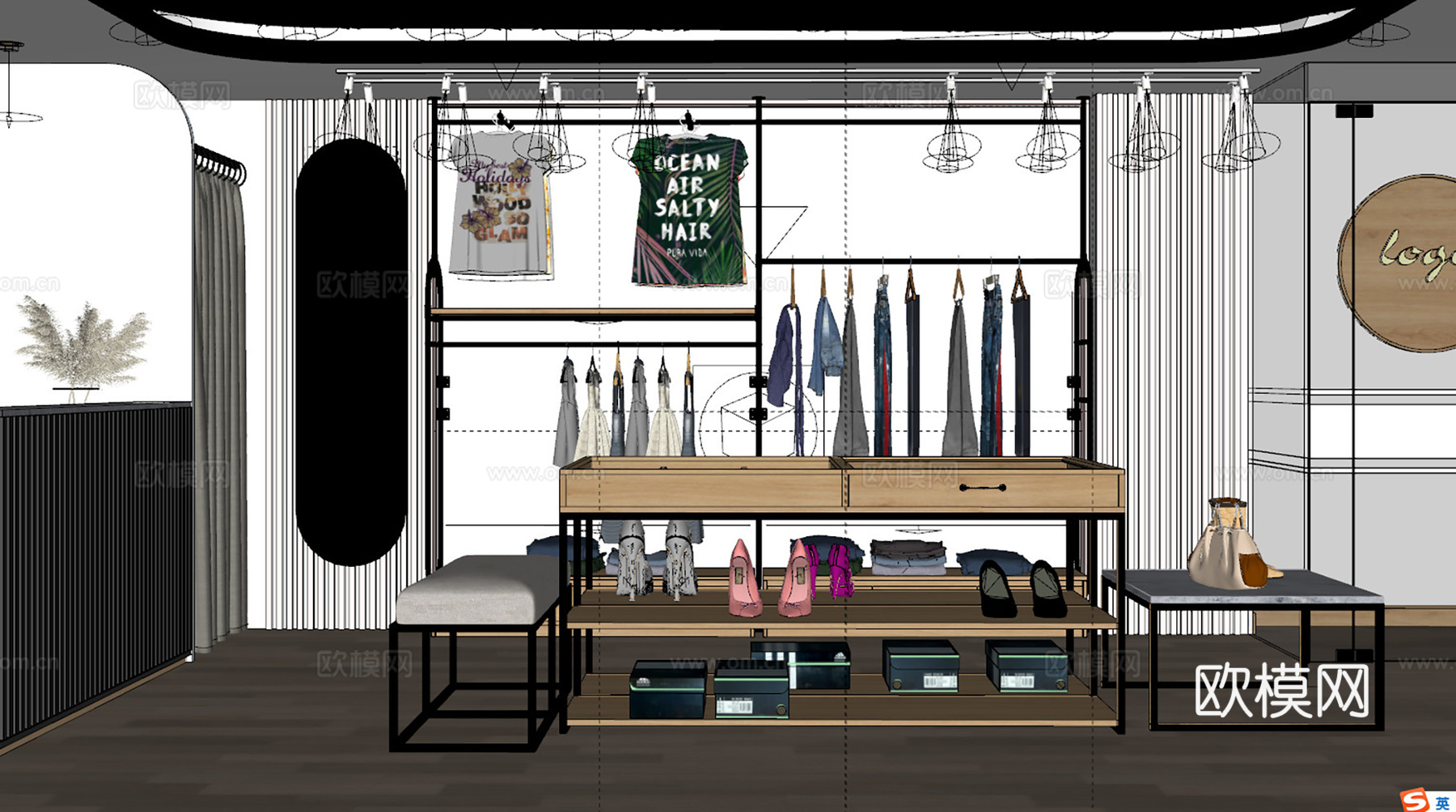 现代服装专卖店su模型下载