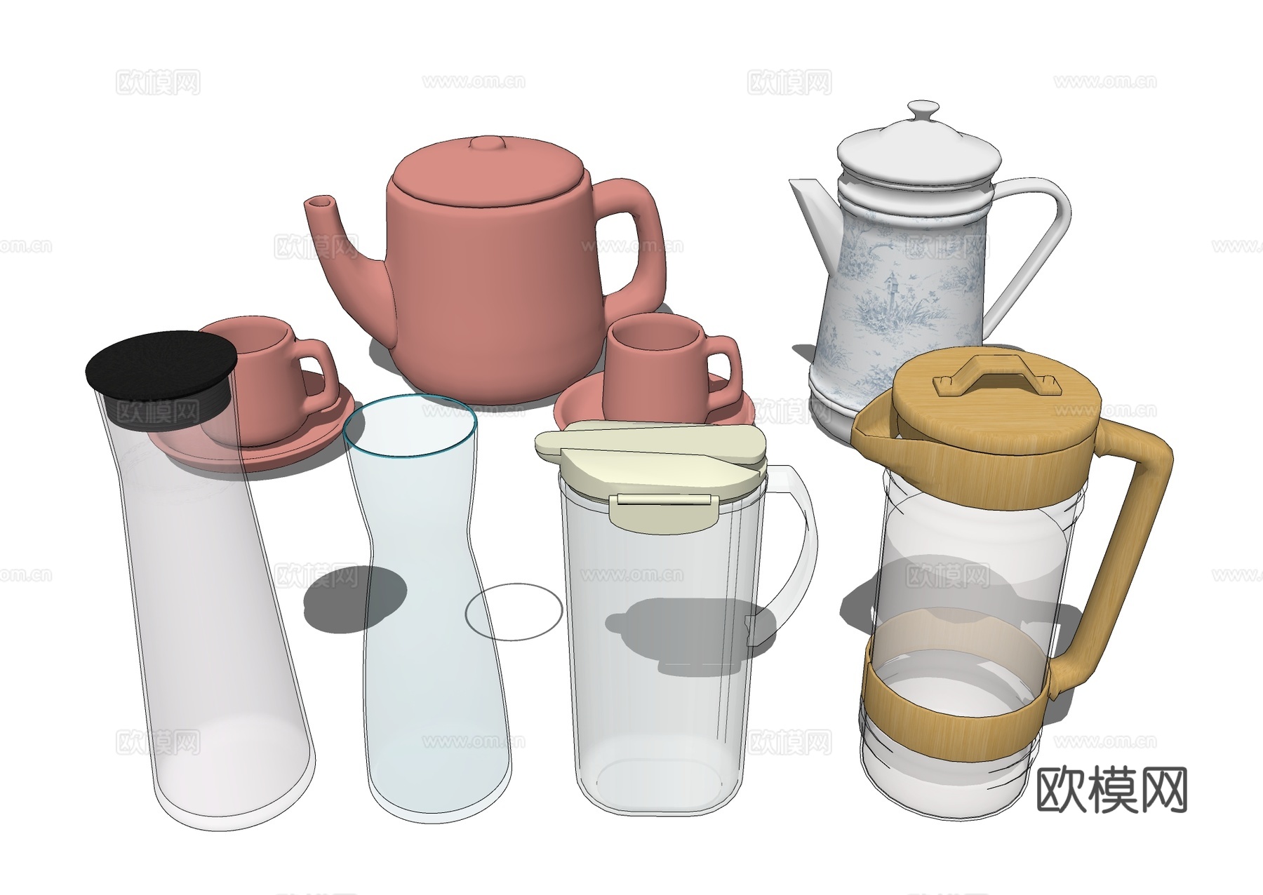 透明水壶 水杯 茶具su模型下载