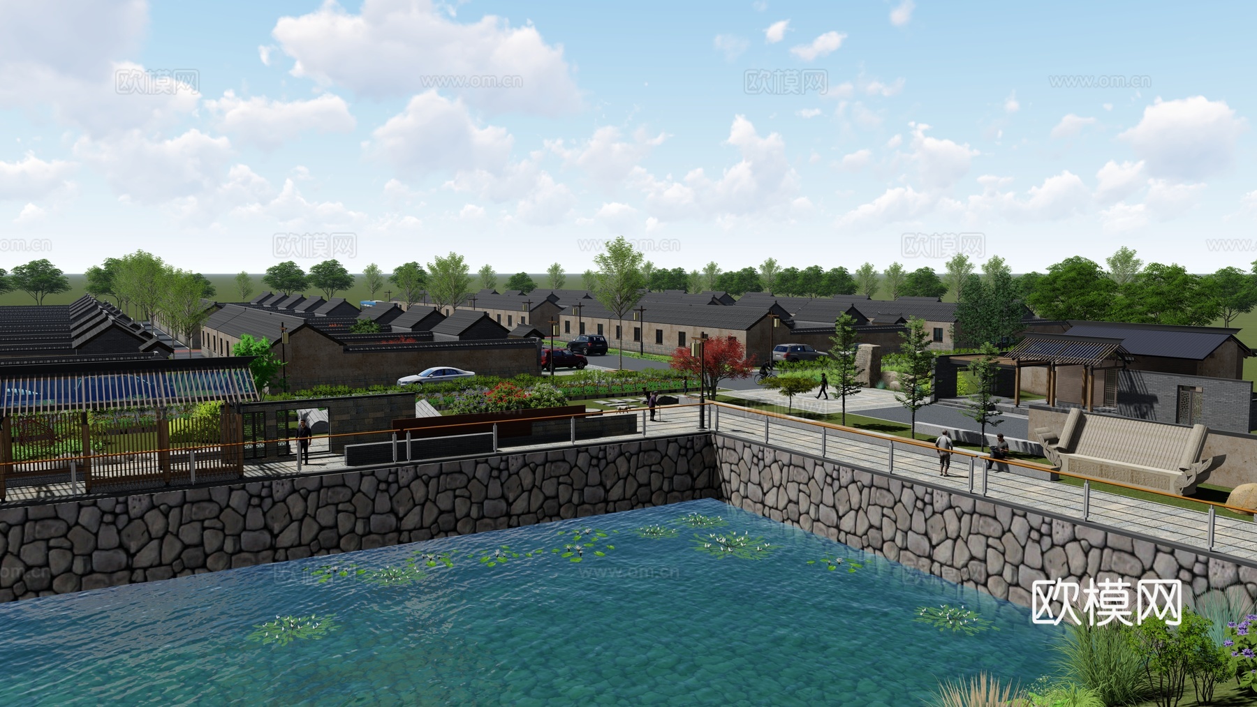 乡村公园景观su模型下载