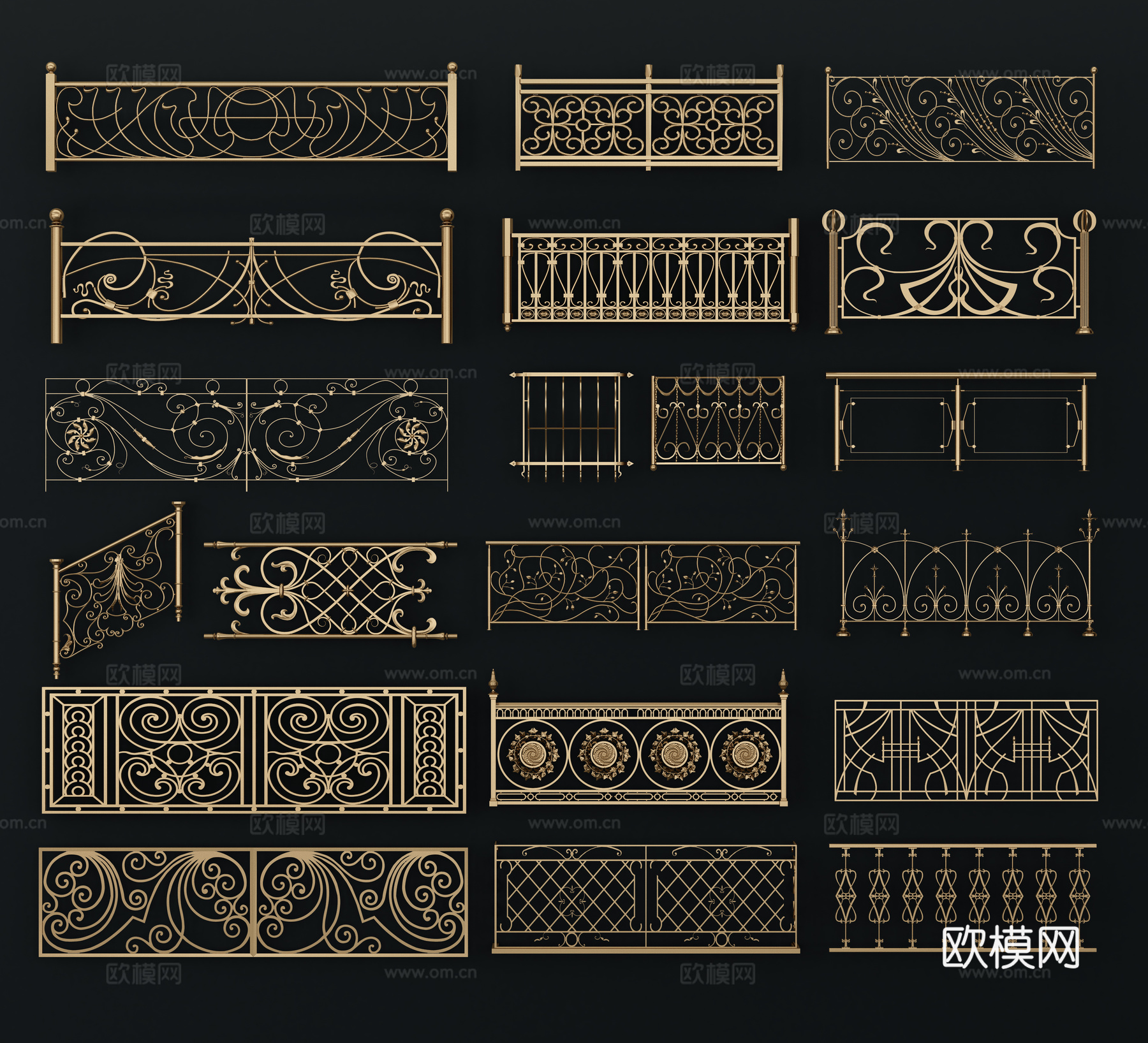 简欧欧式栏杆欧式护栏3d模型