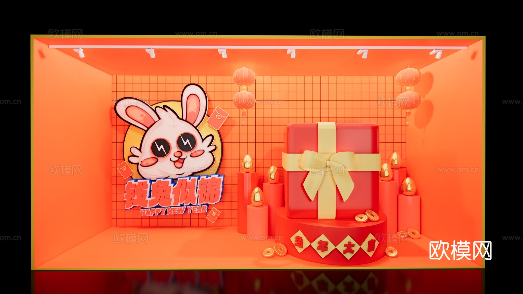 现代兔年春节美陈su模型下载