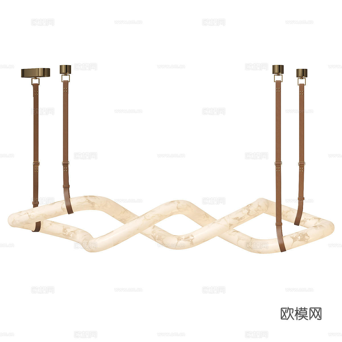 现代意式轻奢透光石装饰吊灯3d模型