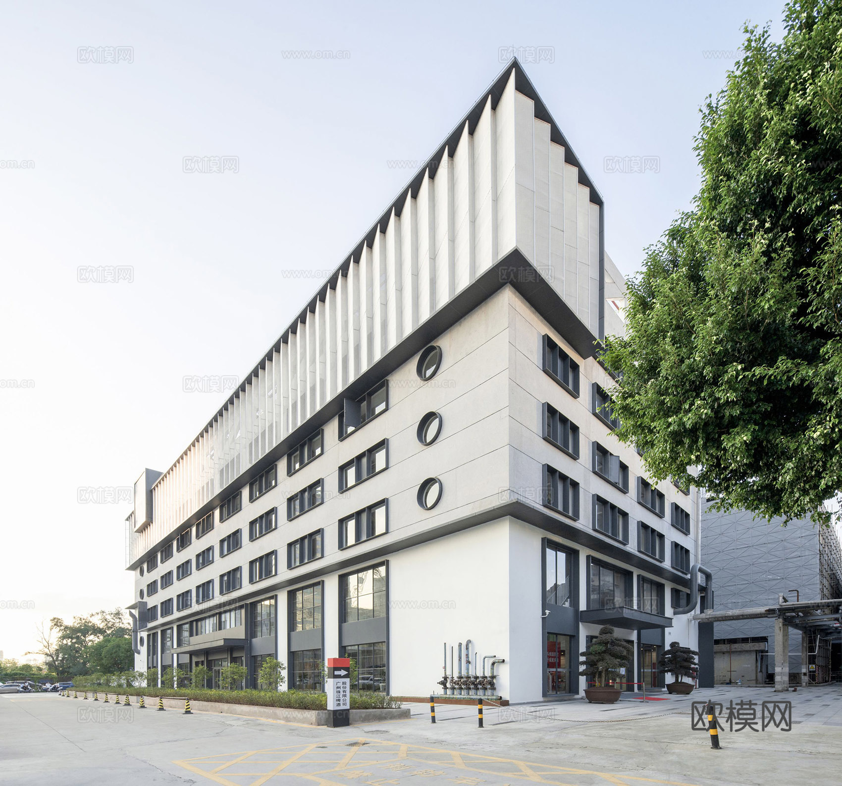 现代厂房建筑外观su模型下载