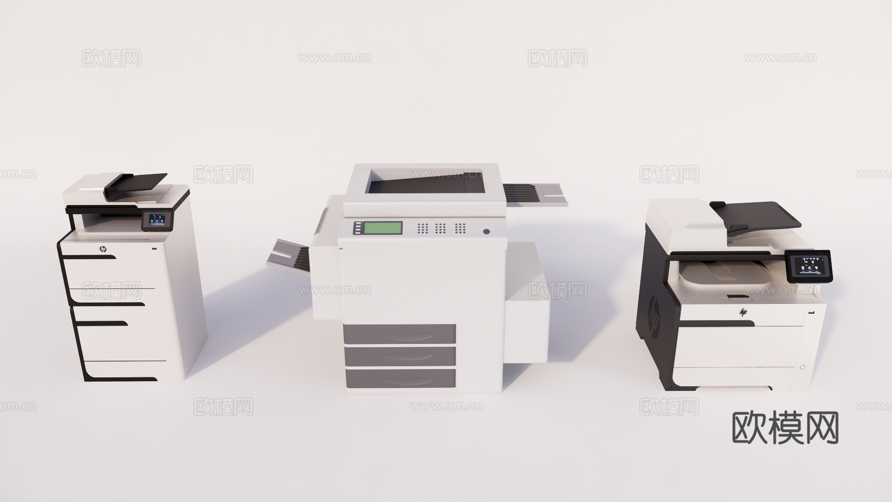 现代打印机复印机办公用品su模型下载