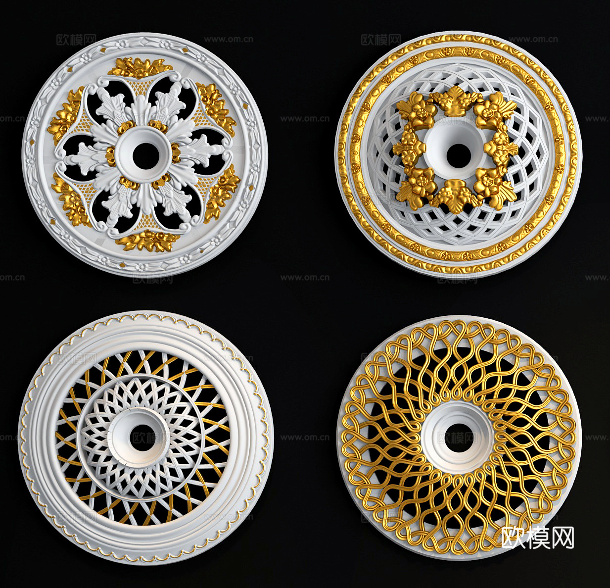 欧式花盘雕花石膏线3d模型
