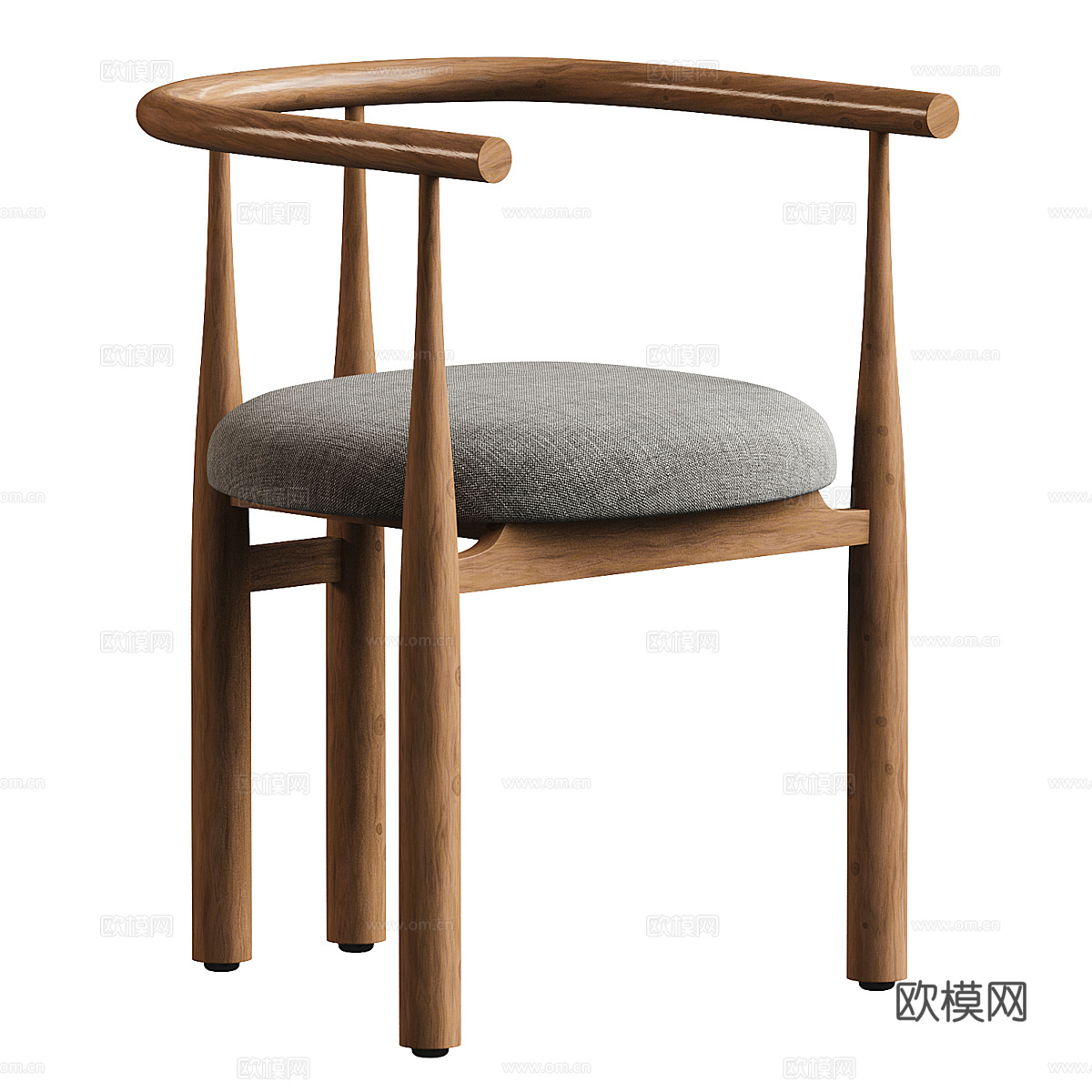 新中式木质单椅3d模型