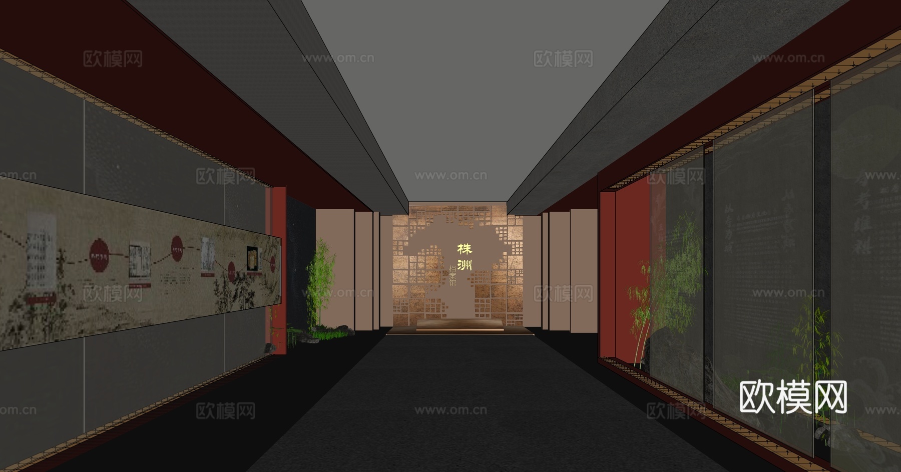现代博物馆展厅su模型下载