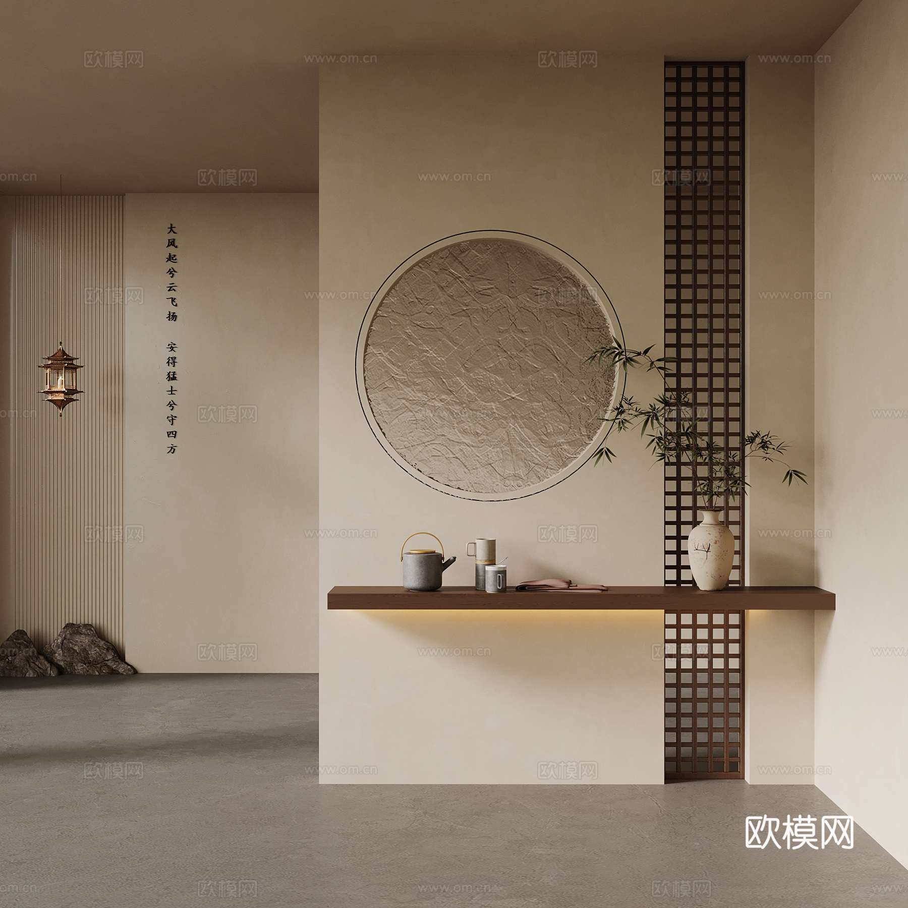 02新中式玄关隔断 宋氏玄关3d模型