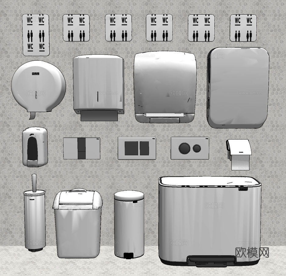 现代卫浴用品su模型下载