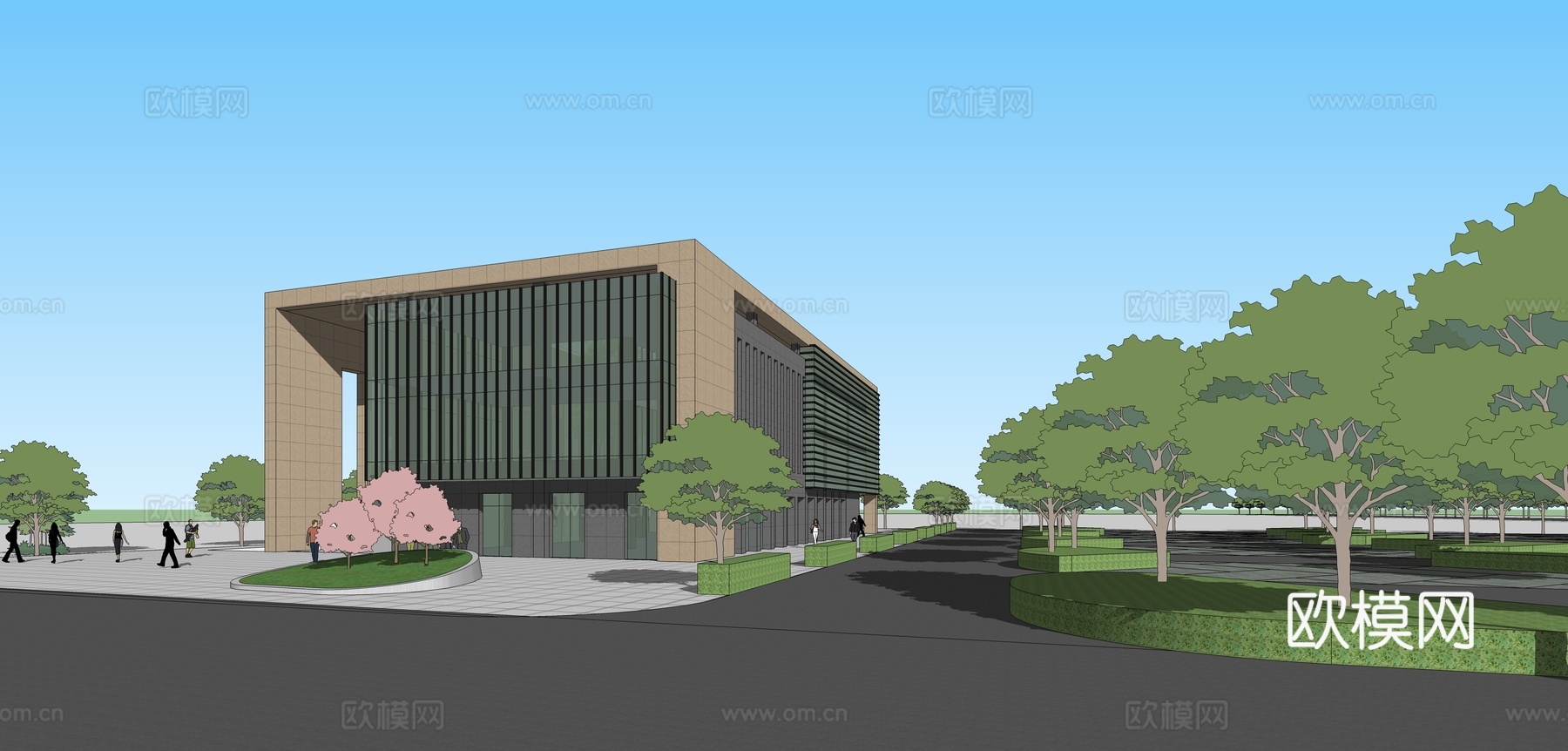 现代办公楼建筑外观su模型下载