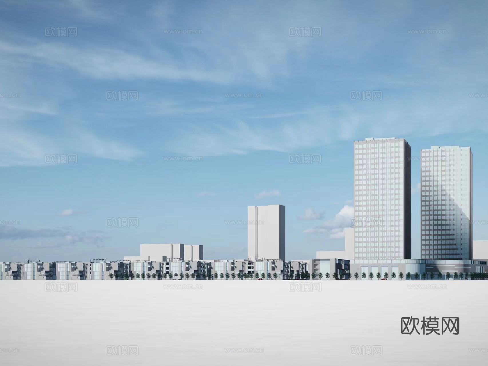 现代写字楼建筑外观su模型下载