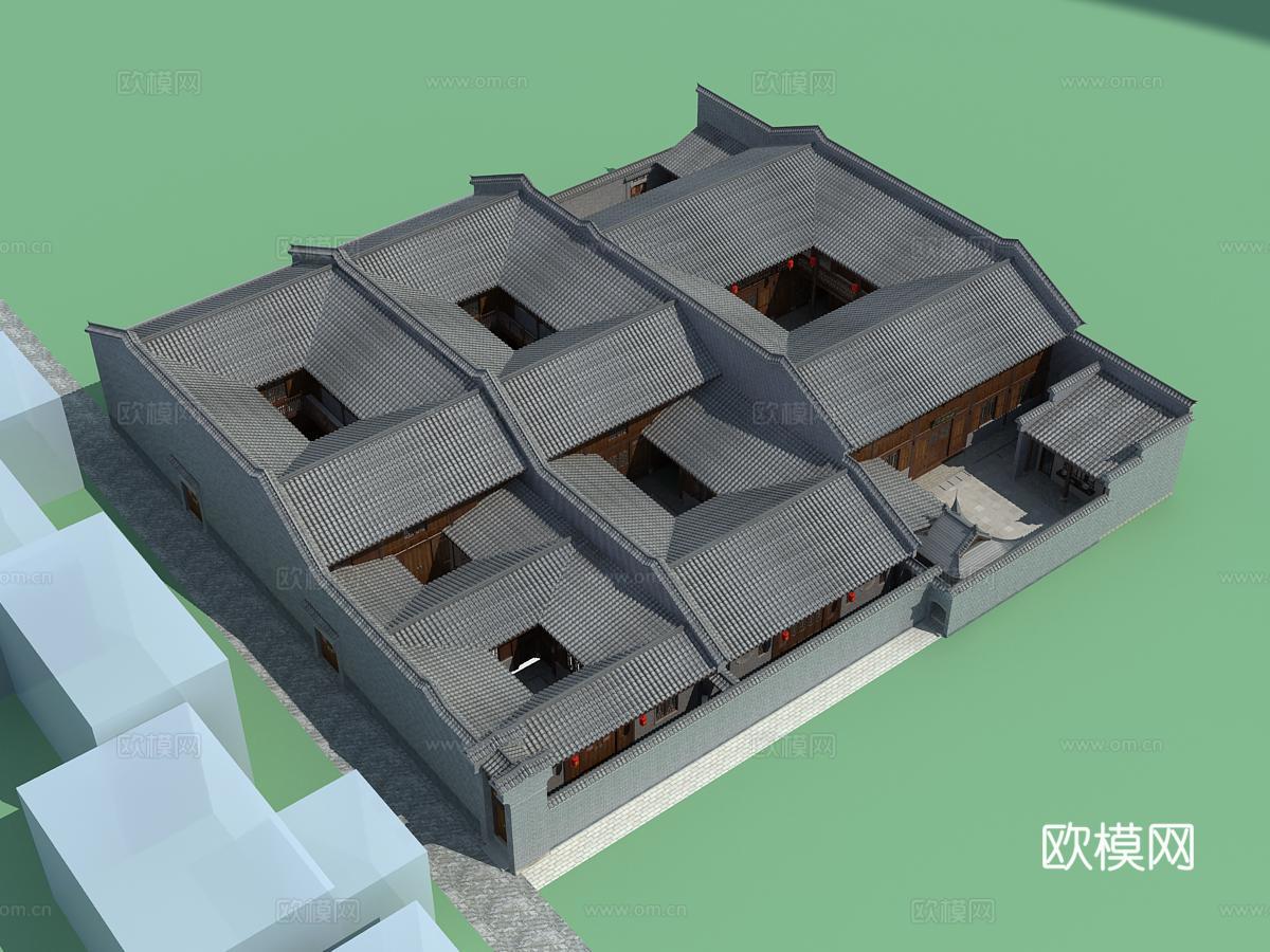 新中式大院四合院3d模型