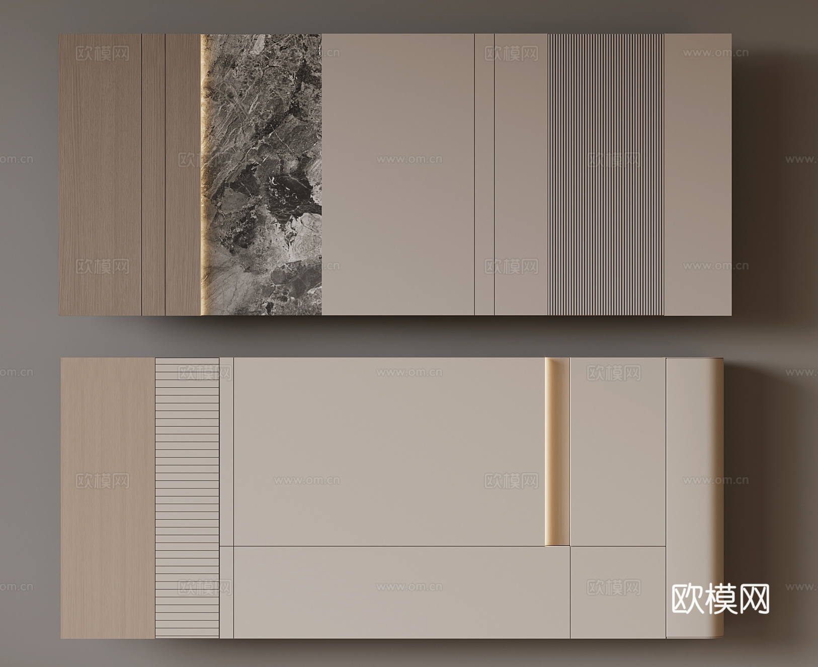 现代沙发背景墙3d模型