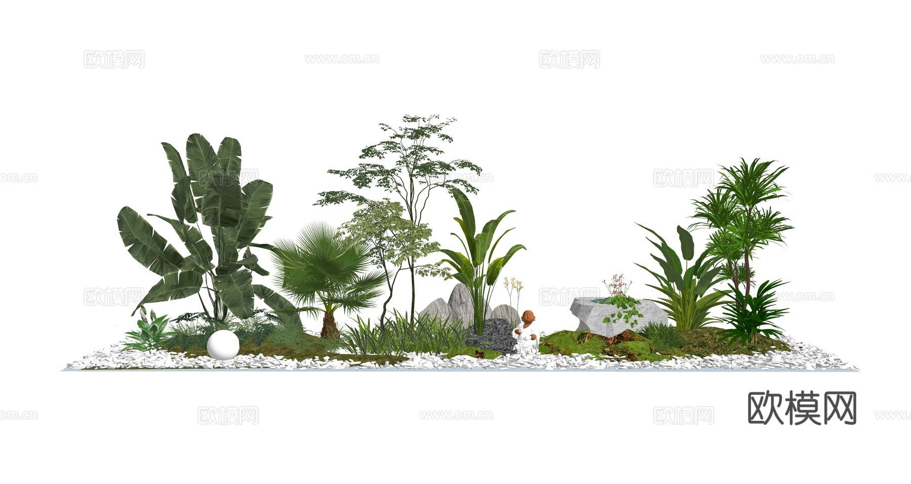 现代绿植小品su模型下载