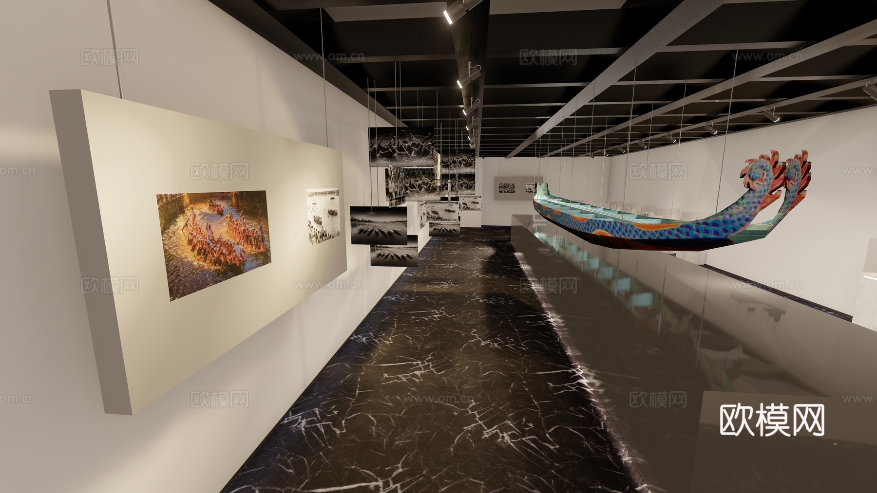 现代瓷器展厅su模型下载