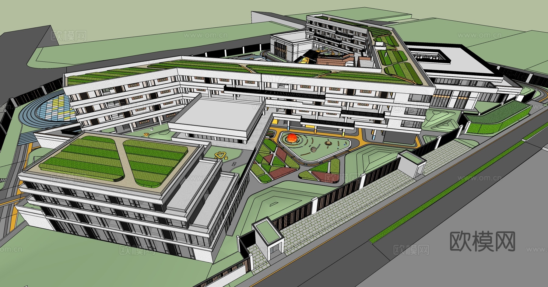 现代小学su模型下载