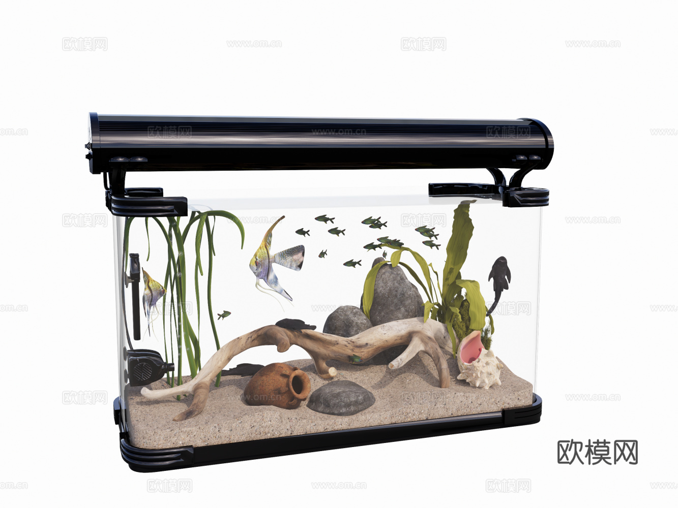 现代鱼缸 水族su模型下载