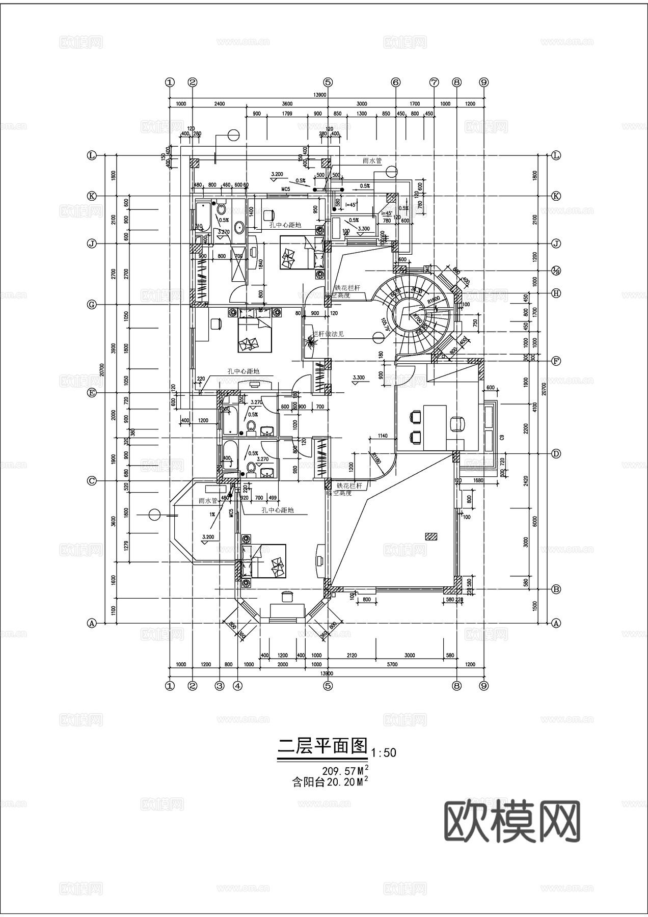 别墅自建房施工图cad施工图