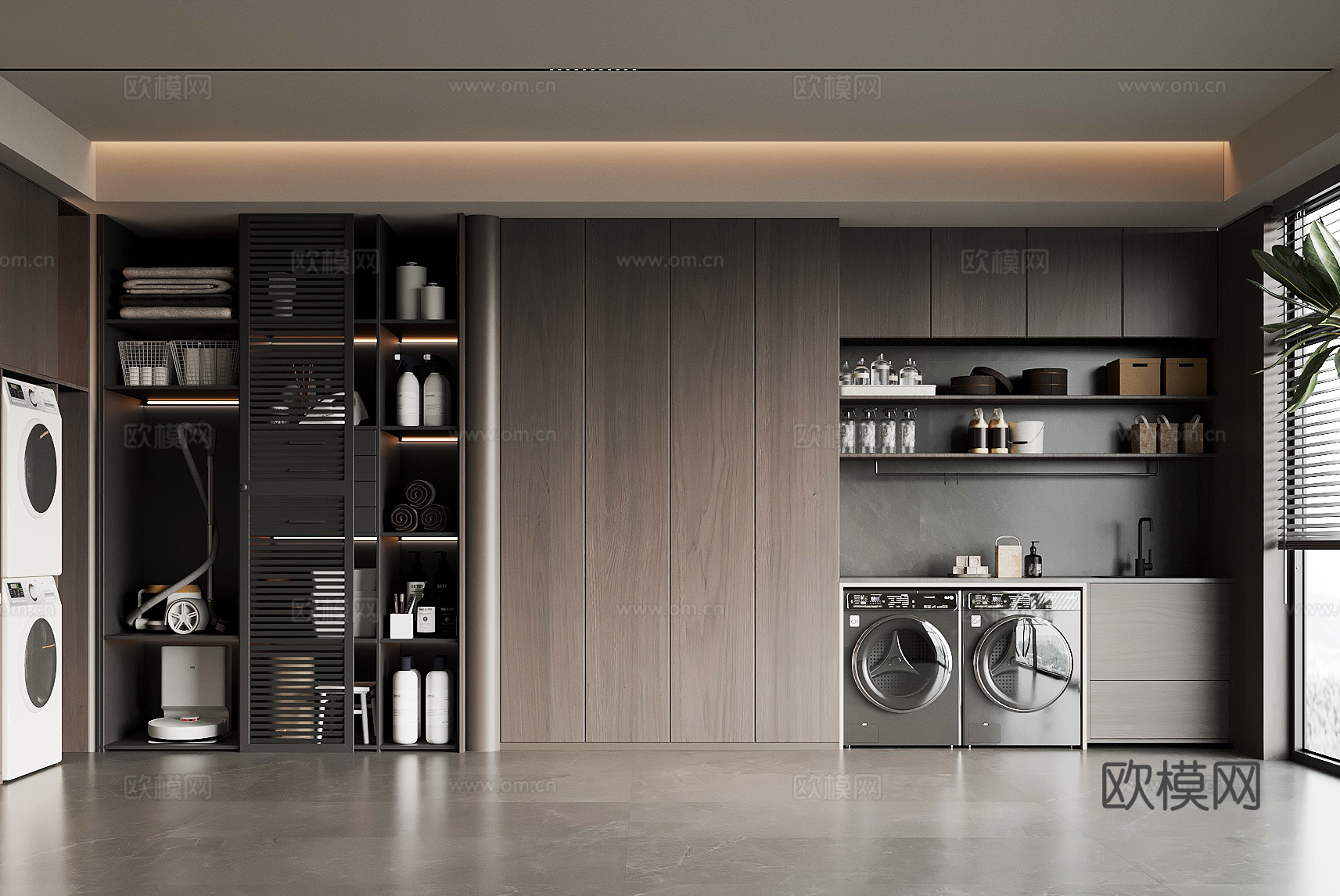 现代洗衣房 洗衣机柜3d模型下载